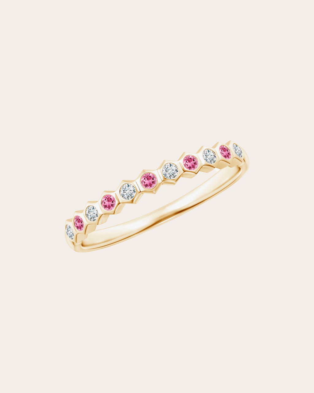 14K Gold Pink Tourmaline and Diamond Ring