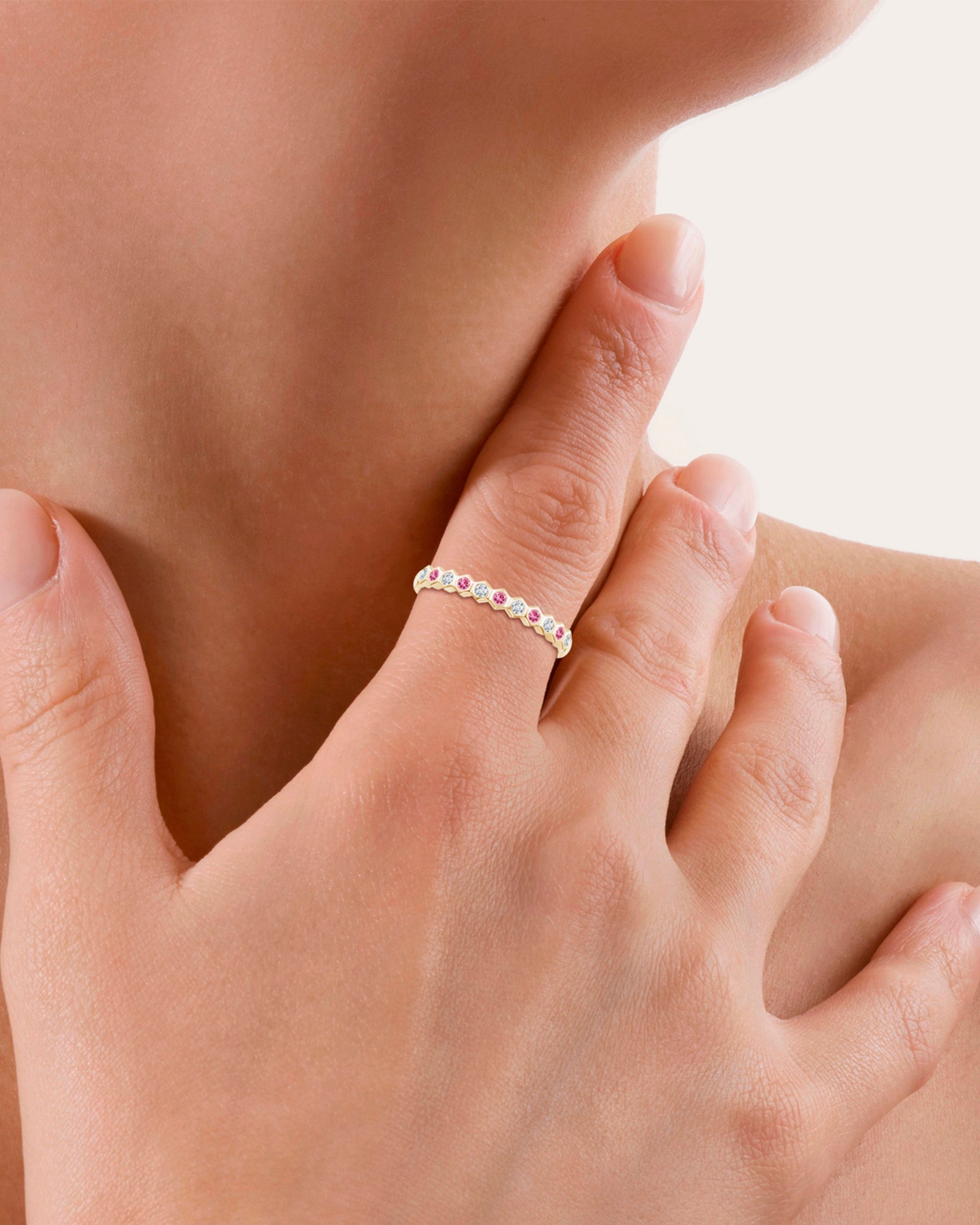 14K Gold Pink Tourmaline and Diamond Ring