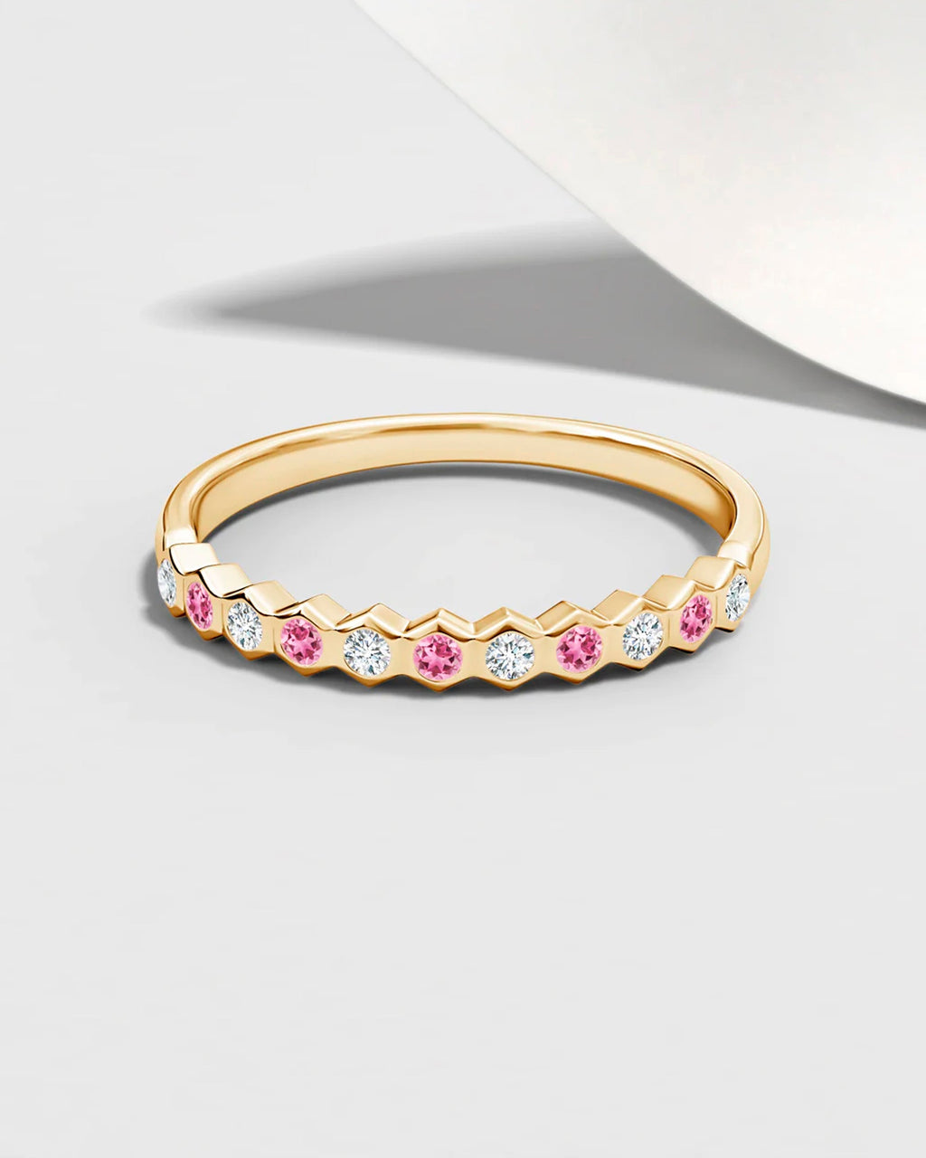 14K Gold Pink Tourmaline and Diamond Ring