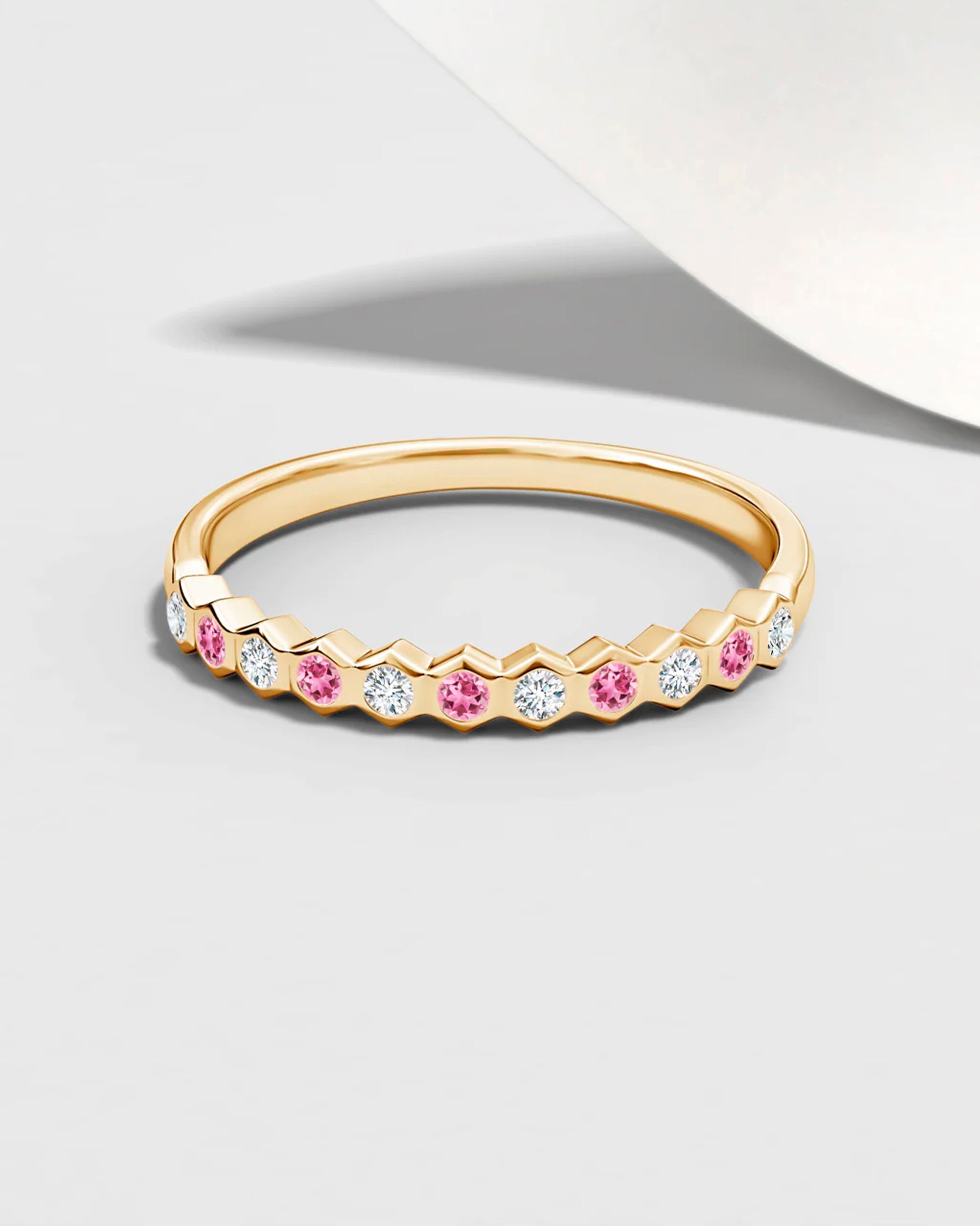 14K Gold Pink Tourmaline and Diamond Ring