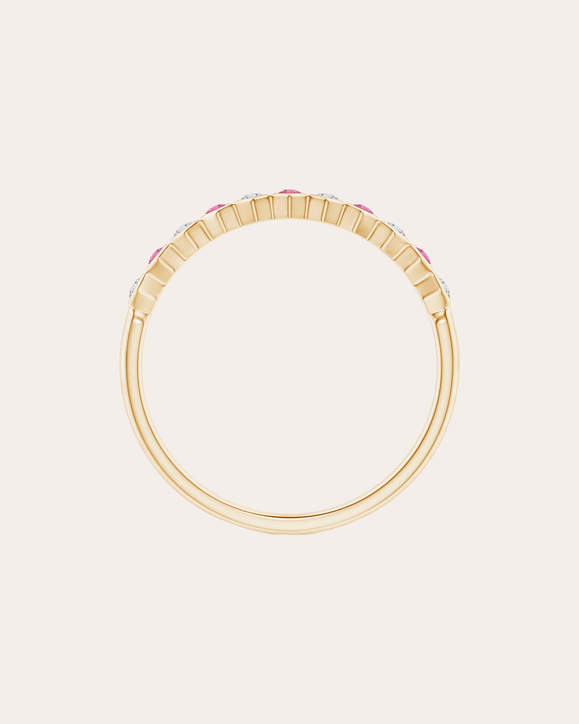 14K Gold Pink Tourmaline and Diamond Ring