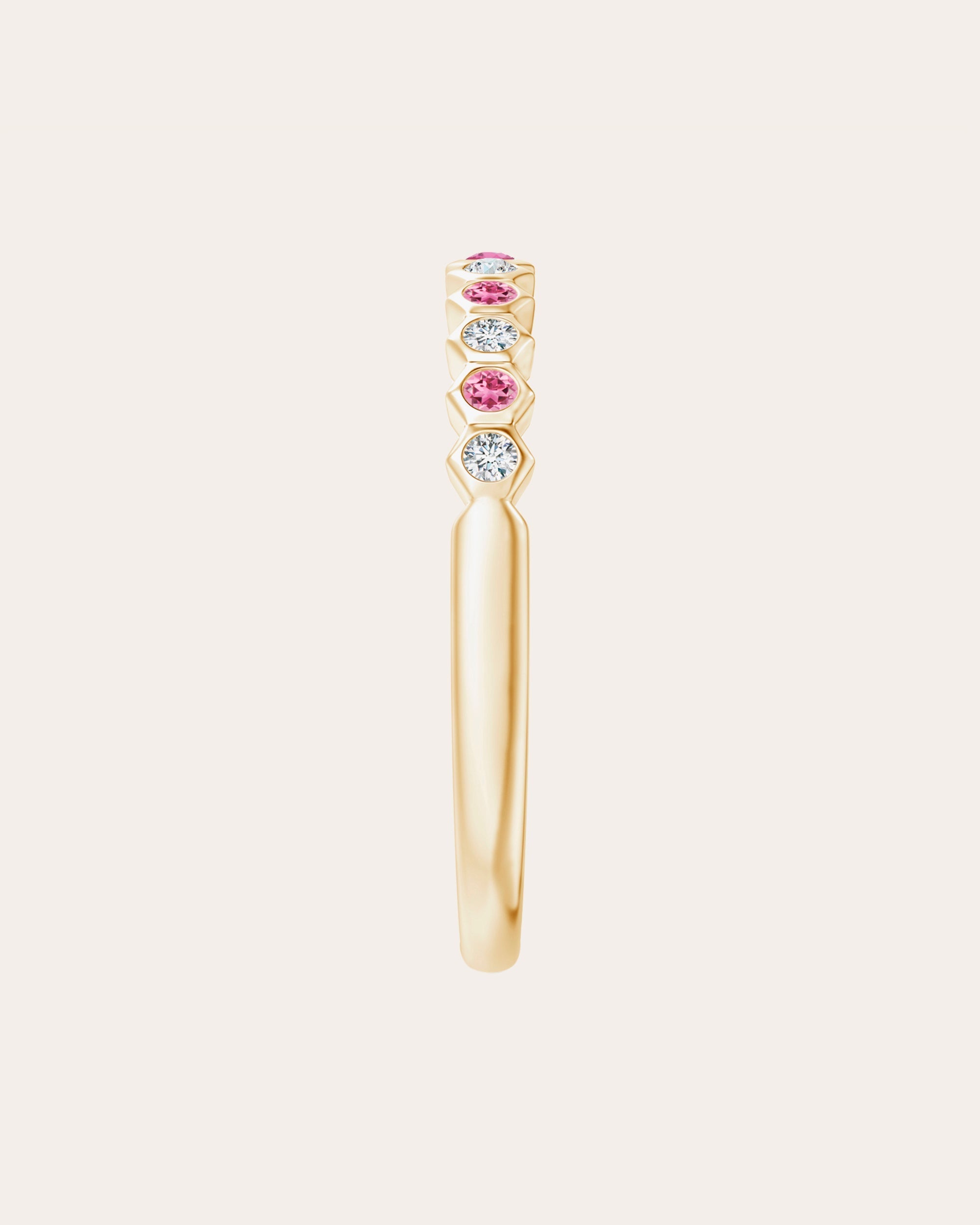 14K Gold Pink Tourmaline and Diamond Ring