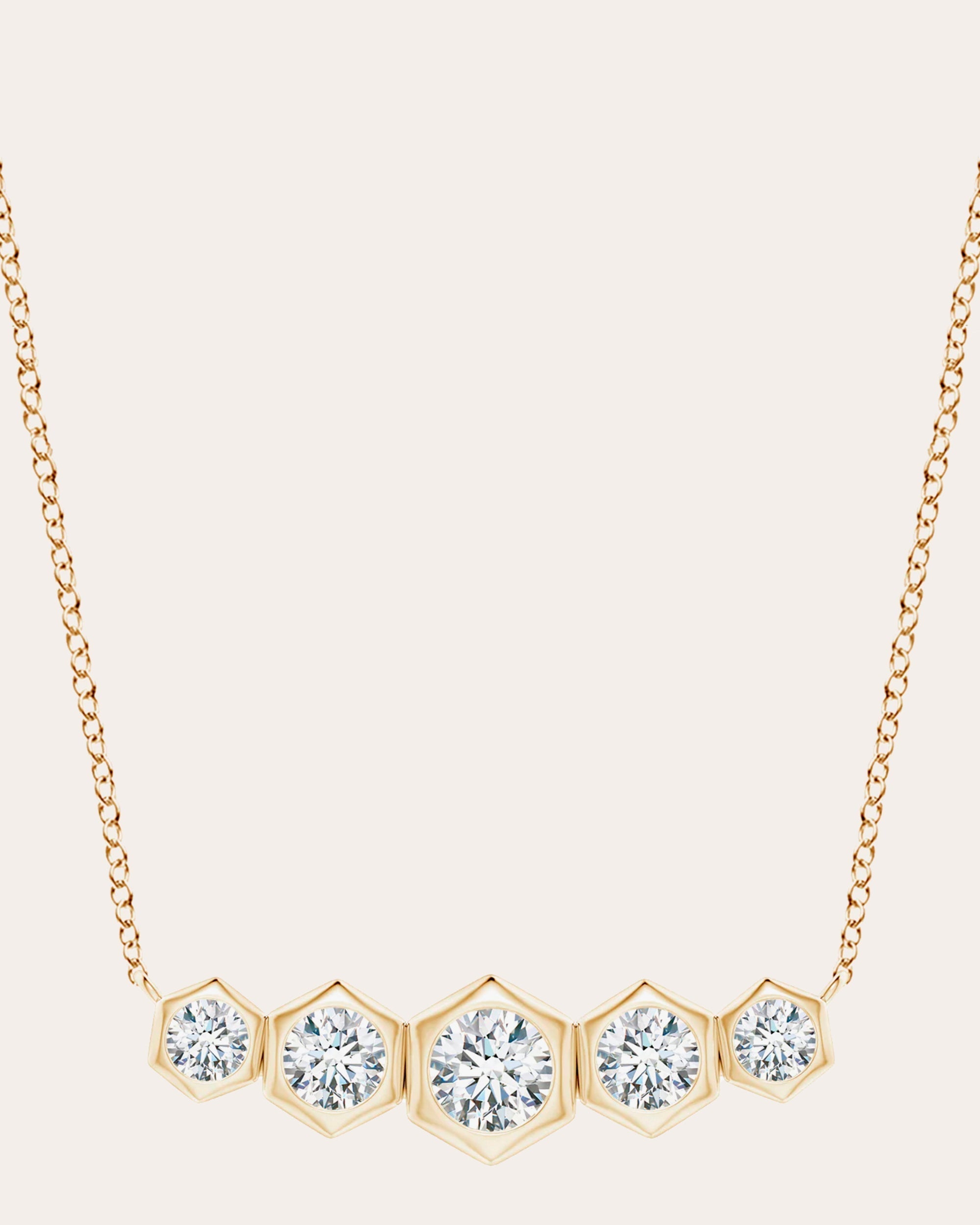 Indochine Bamboo 14K Gold Diamond Pendant Necklace