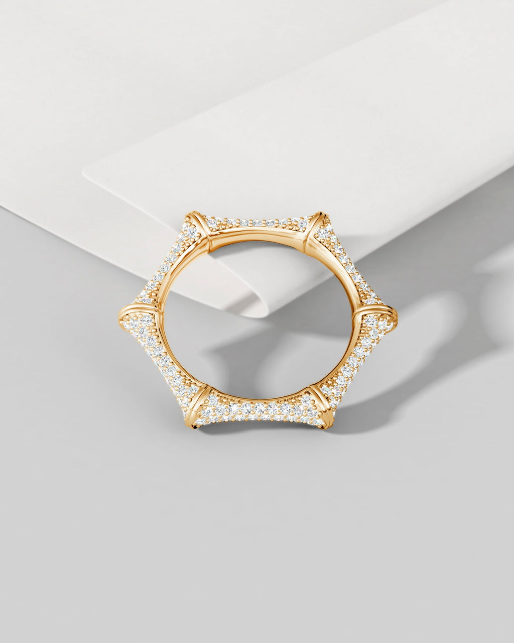 Indochine Bamboo 14K Gold Diamond Pavé Ring