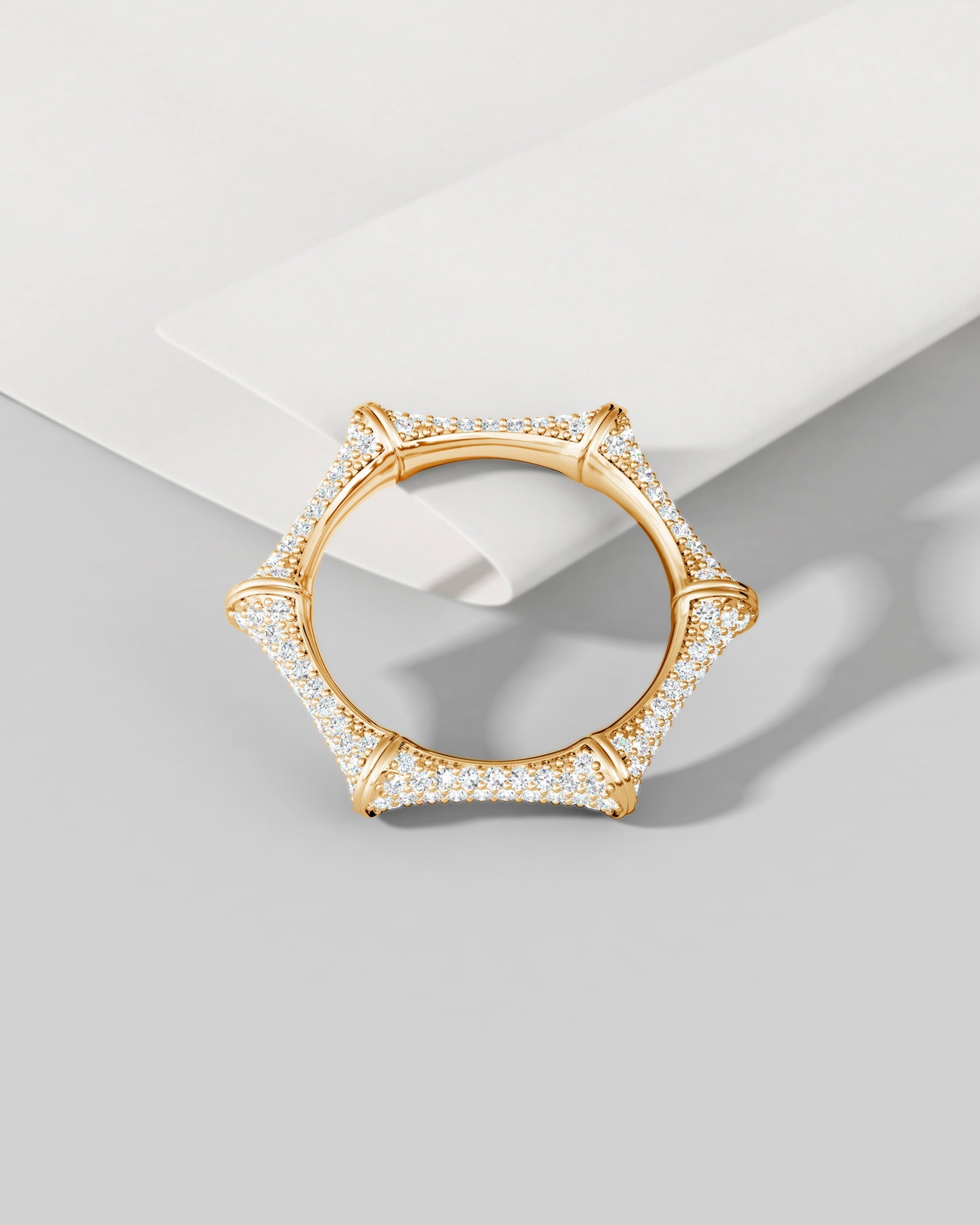Indochine Bamboo 14K Gold Diamond Pavé Ring