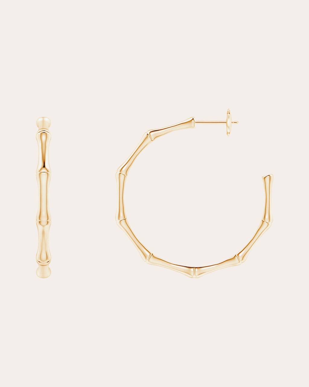 Indochine Bamboo 14K Gold Diamond Medium Hoop Earrings