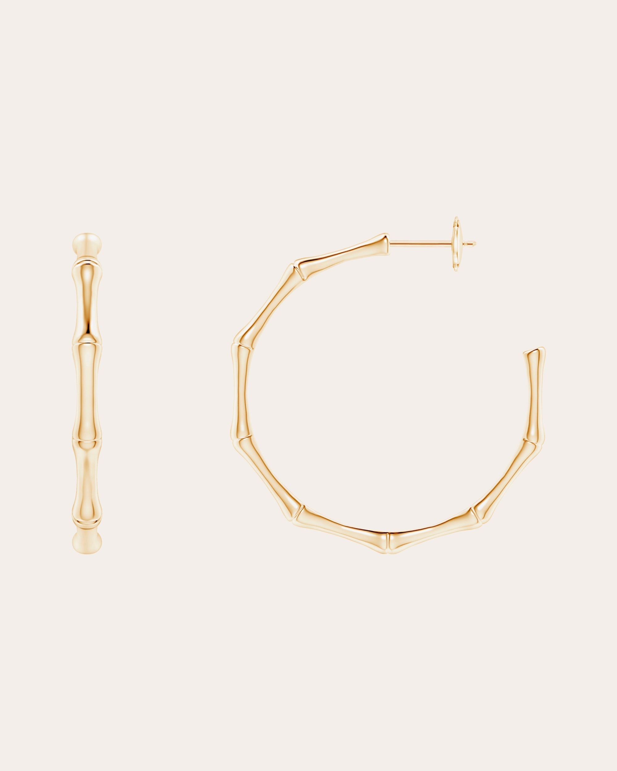 Indochine Bamboo 14K Gold Diamond Medium Hoop Earrings