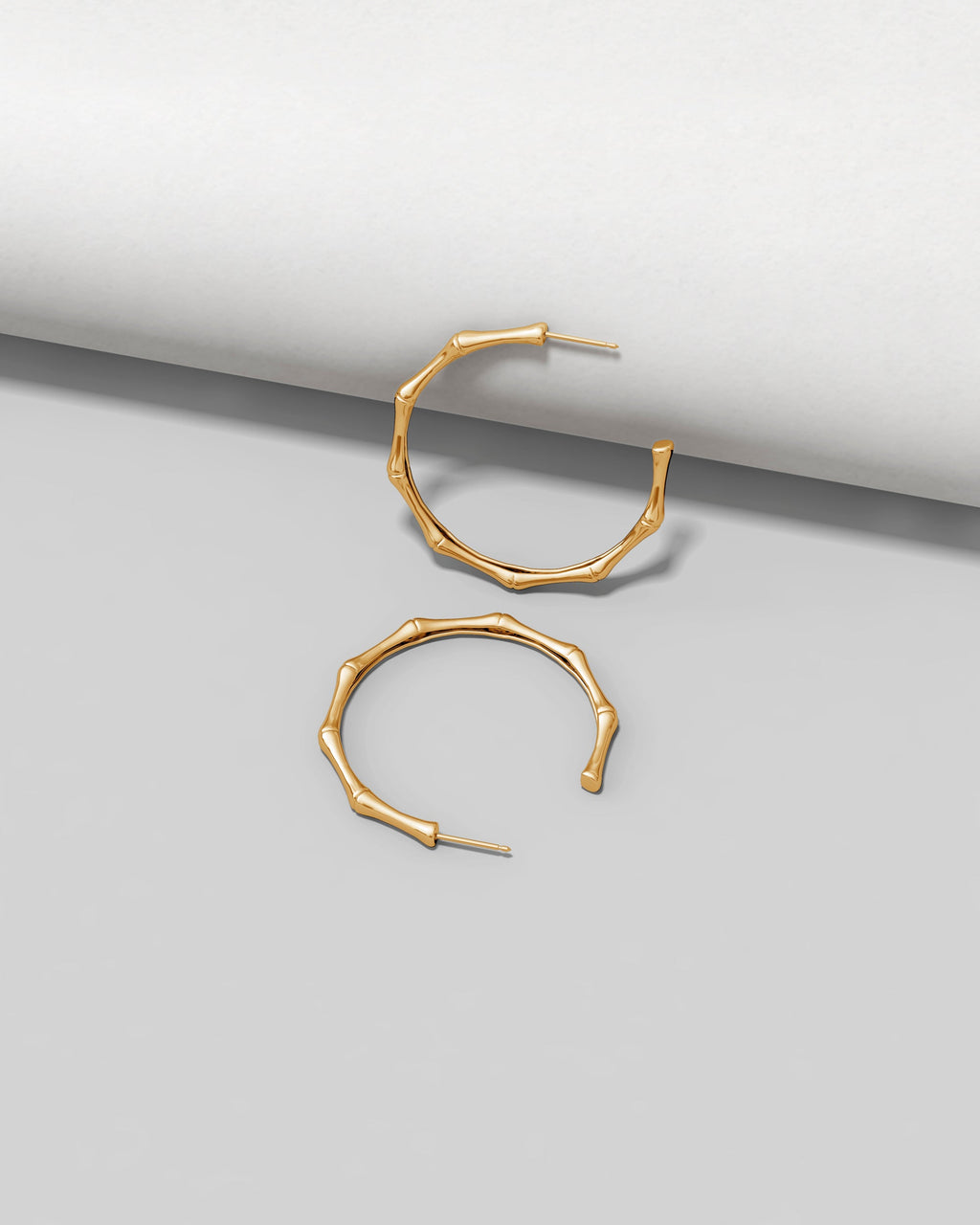 Indochine Bamboo 14K Gold Diamond Medium Hoop Earrings