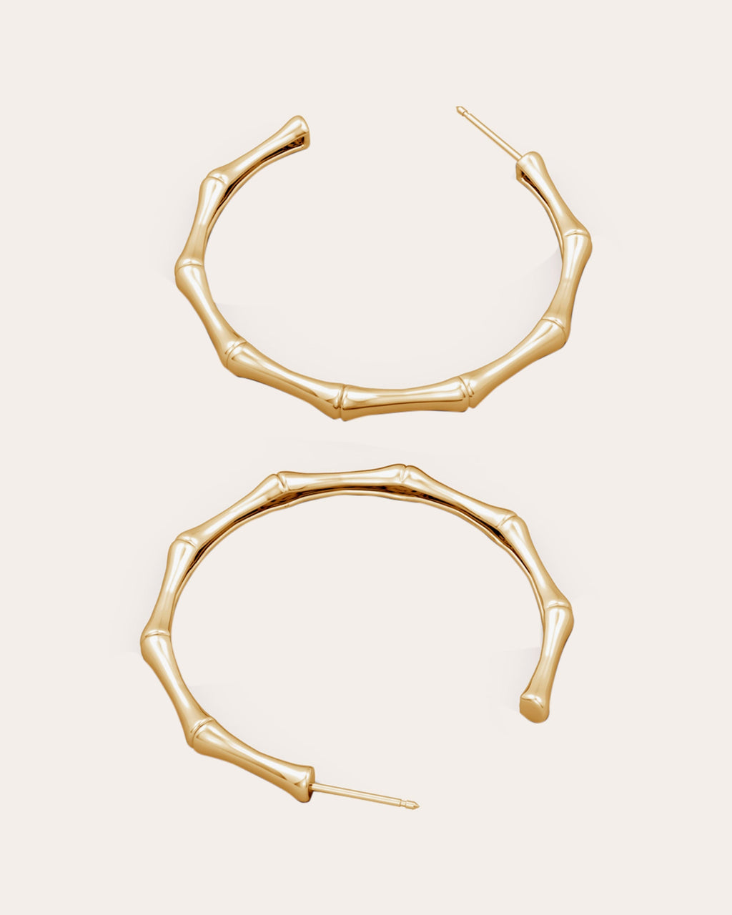 Indochine Bamboo 14K Gold Diamond Medium Hoop Earrings