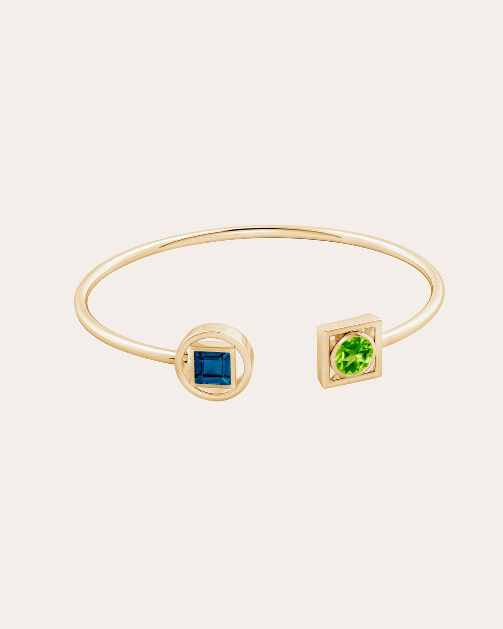 Infinity 14K Gold Peridot and Topaz Bangle