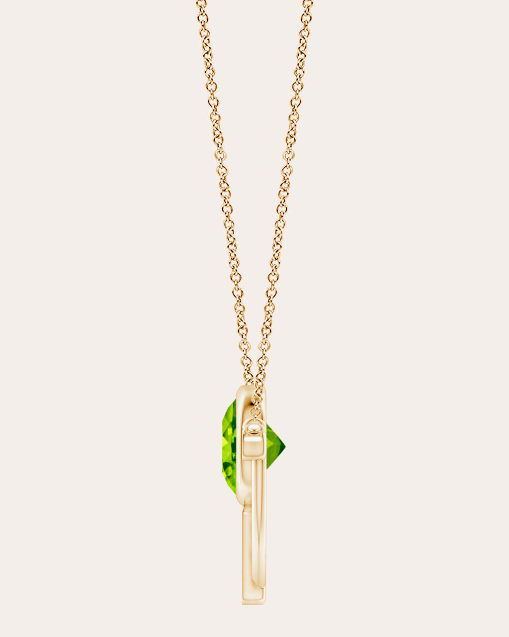 Bar 14K Gold Peridot and Diamond Pendant Necklace