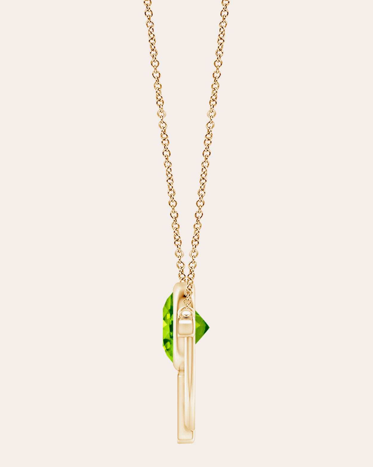 Bar 14K Gold Peridot and Diamond Pendant Necklace