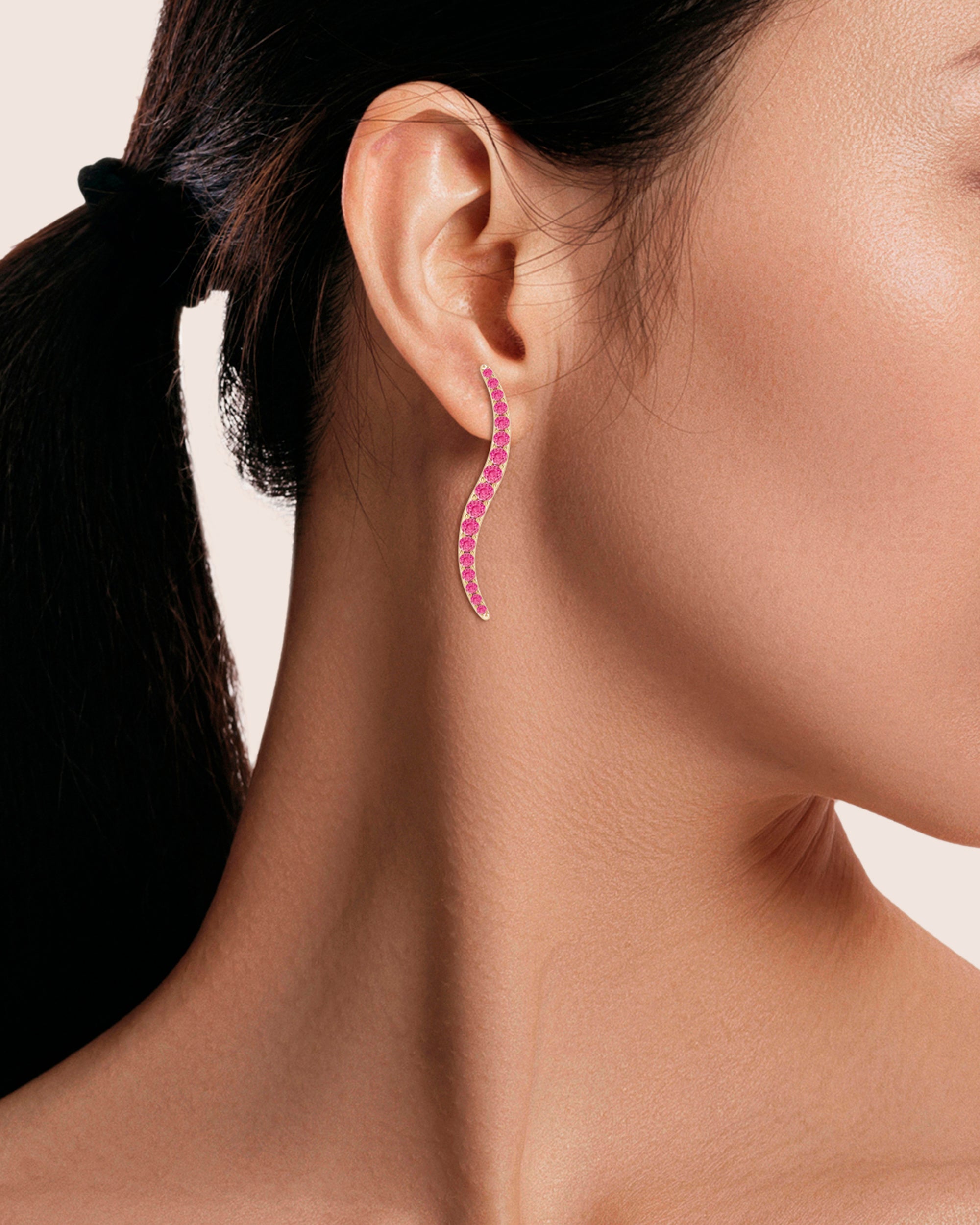 Shangri-La 14K Gold Pink Sapphire Earrings