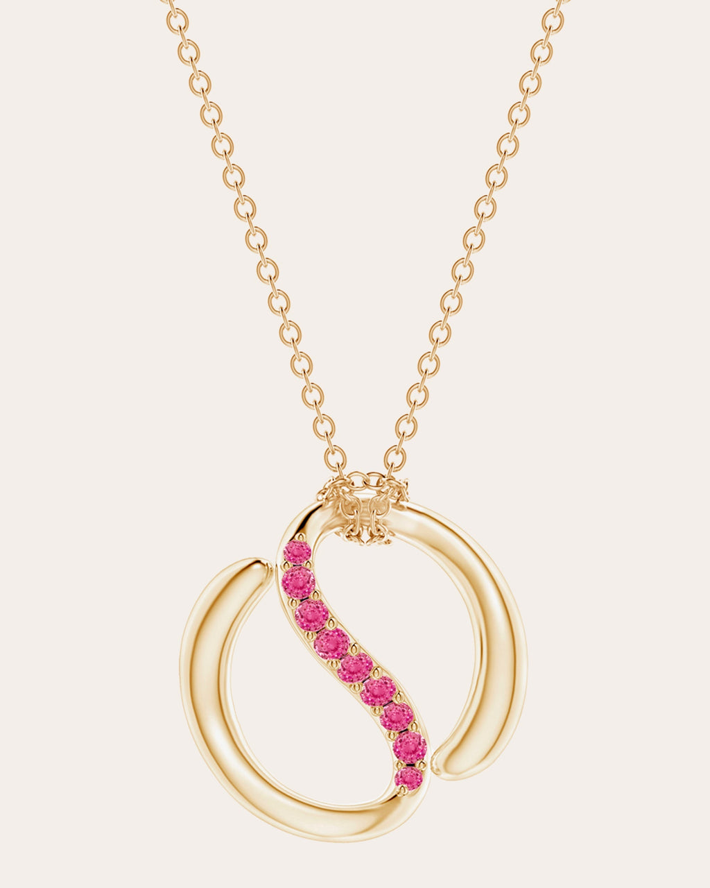 Shangri-La 14K Gold Pink Sapphire Yin-Yang Pendant Necklace