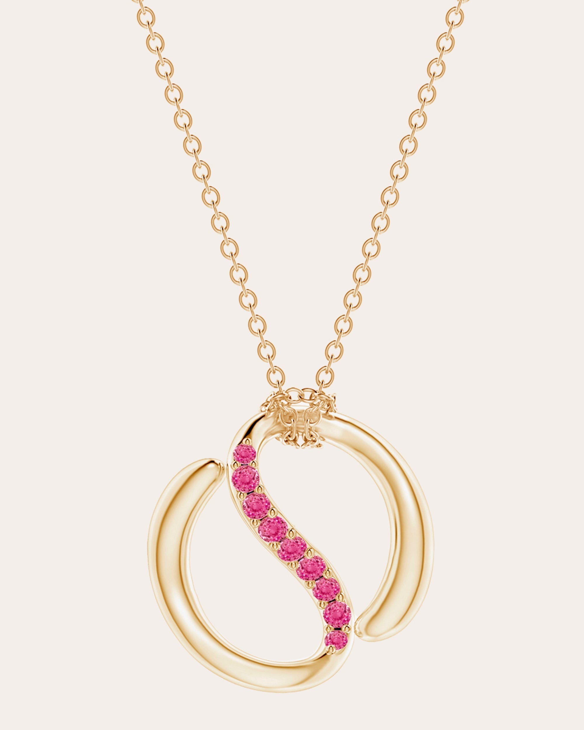 Shangri-La 14K Gold Pink Sapphire Yin-Yang Pendant Necklace