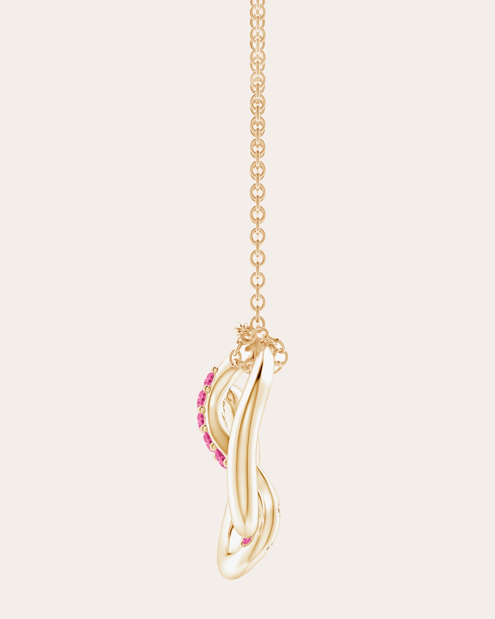 Shangri-La 14K Gold Pink Sapphire Yin-Yang Pendant Necklace