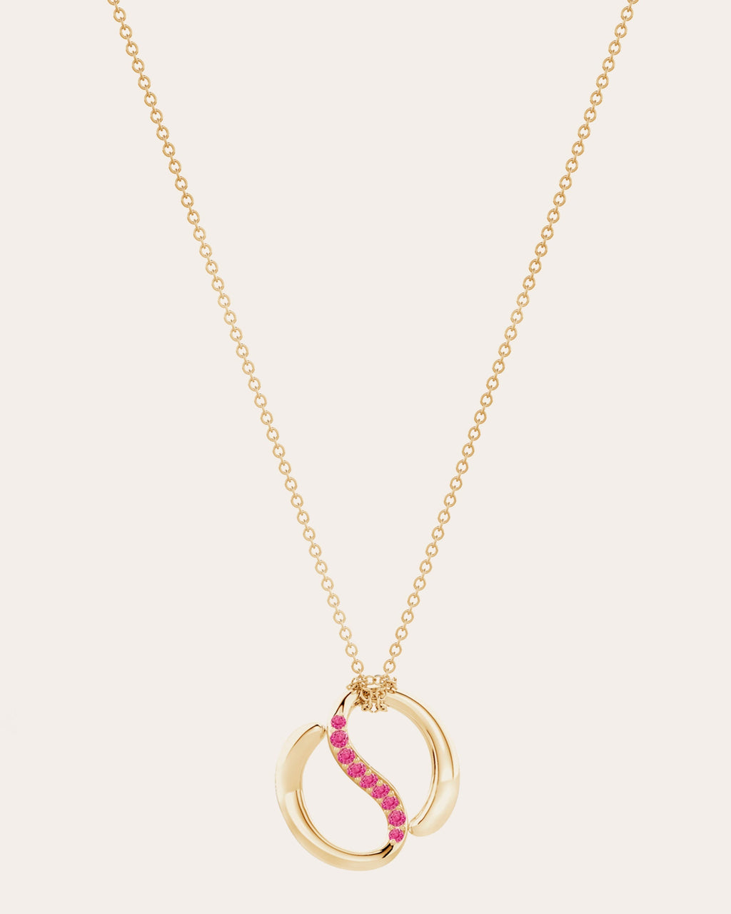 Shangri-La 14K Gold Pink Sapphire Yin-Yang Pendant Necklace
