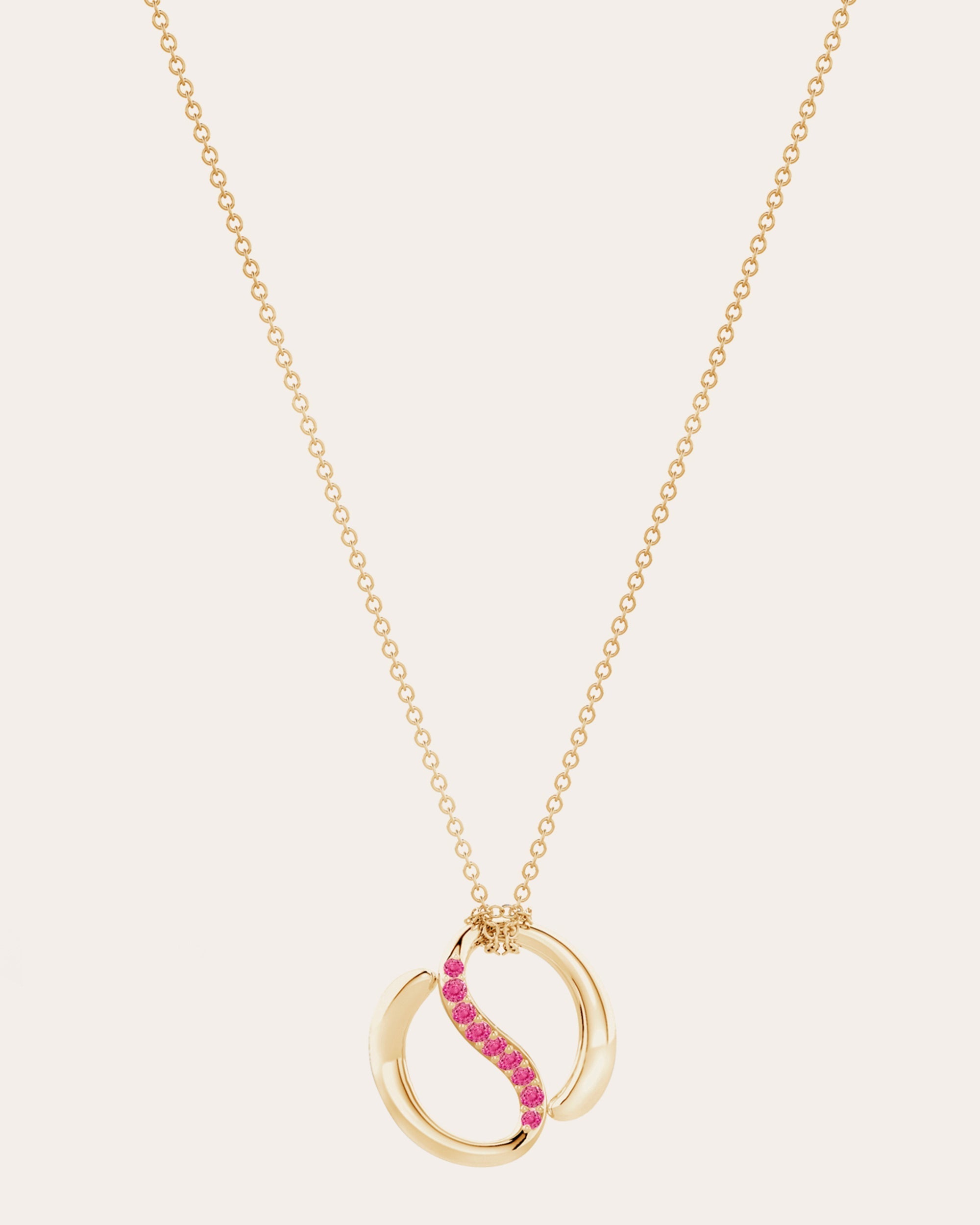 Shangri-La 14K Gold Pink Sapphire Yin-Yang Pendant Necklace