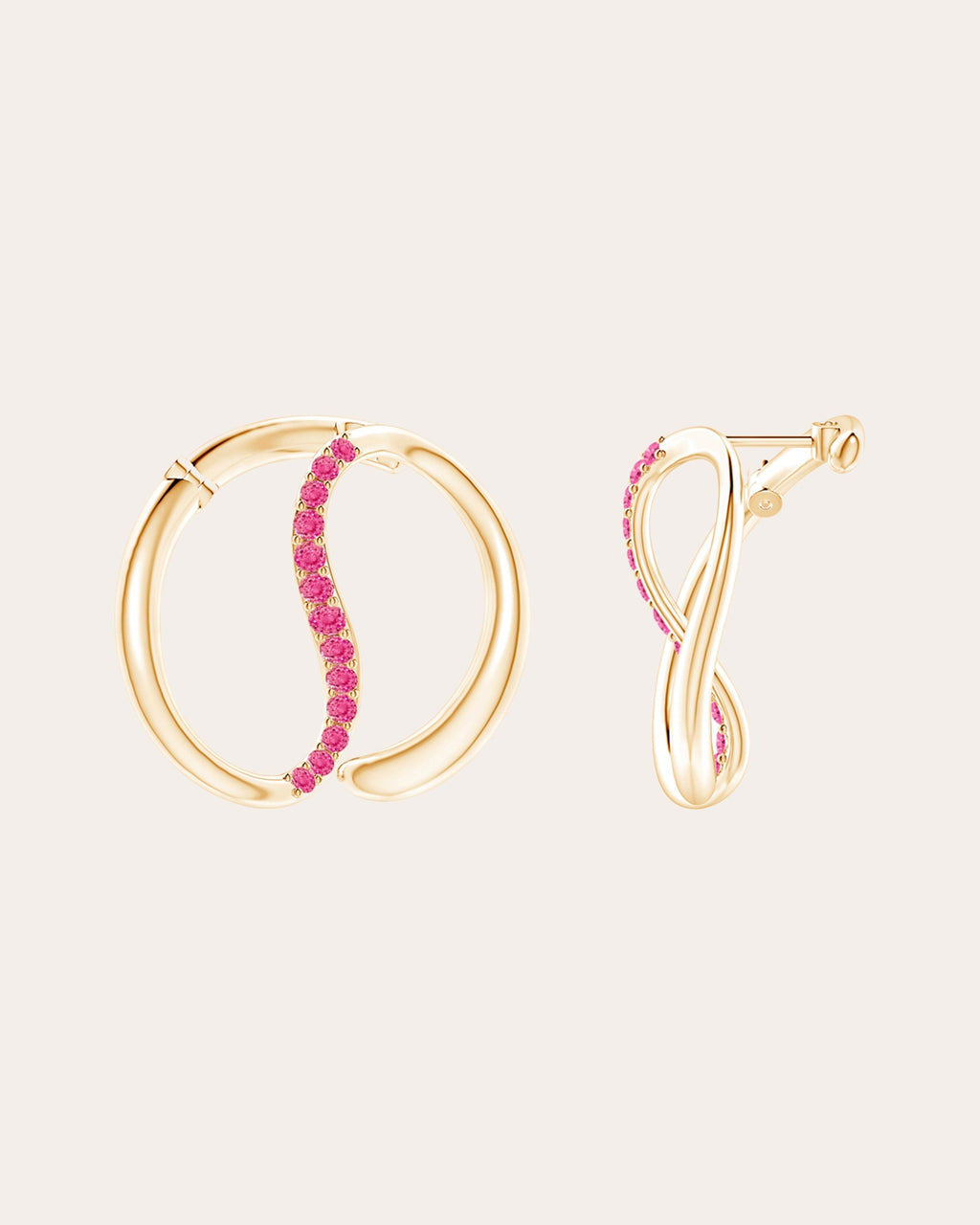 Shangri-La 14K Gold Pink Sapphire Yin-Yang Earrings