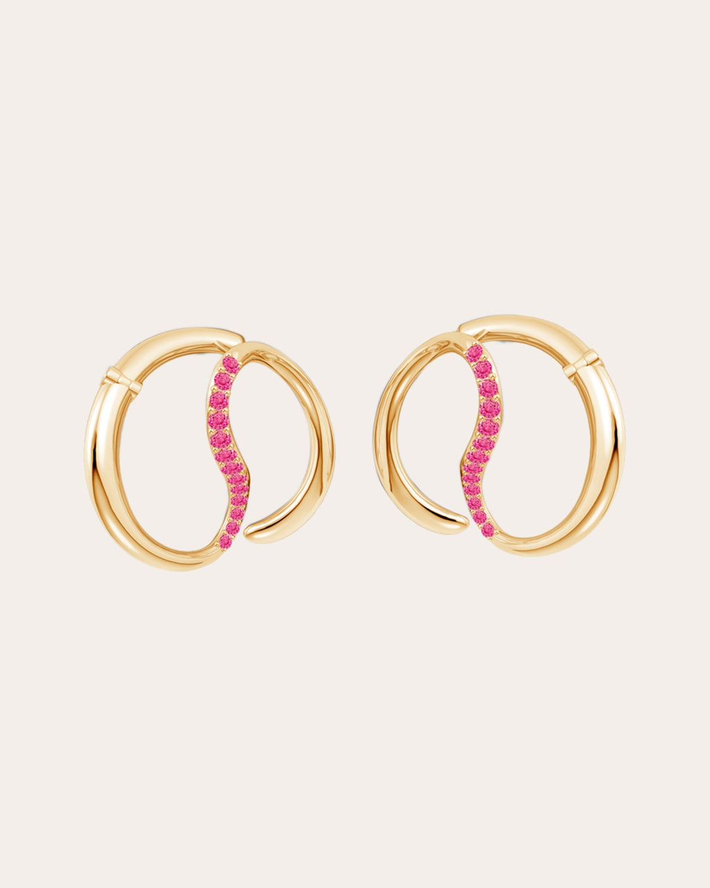 Shangri-La 14K Gold Pink Sapphire Yin-Yang Earrings