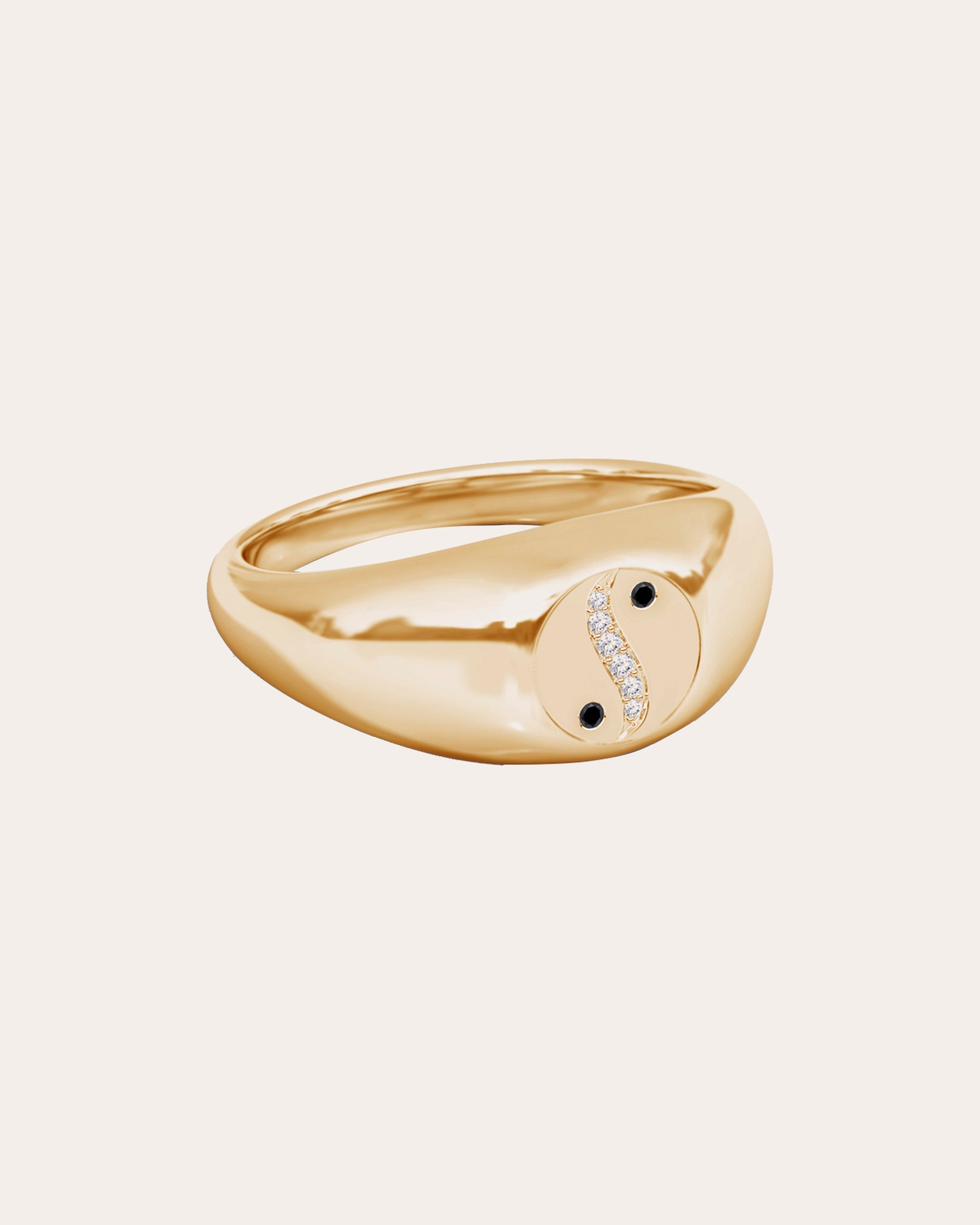 Shangri-La 14K Gold Diamond Yin-Yang Signet Ring
