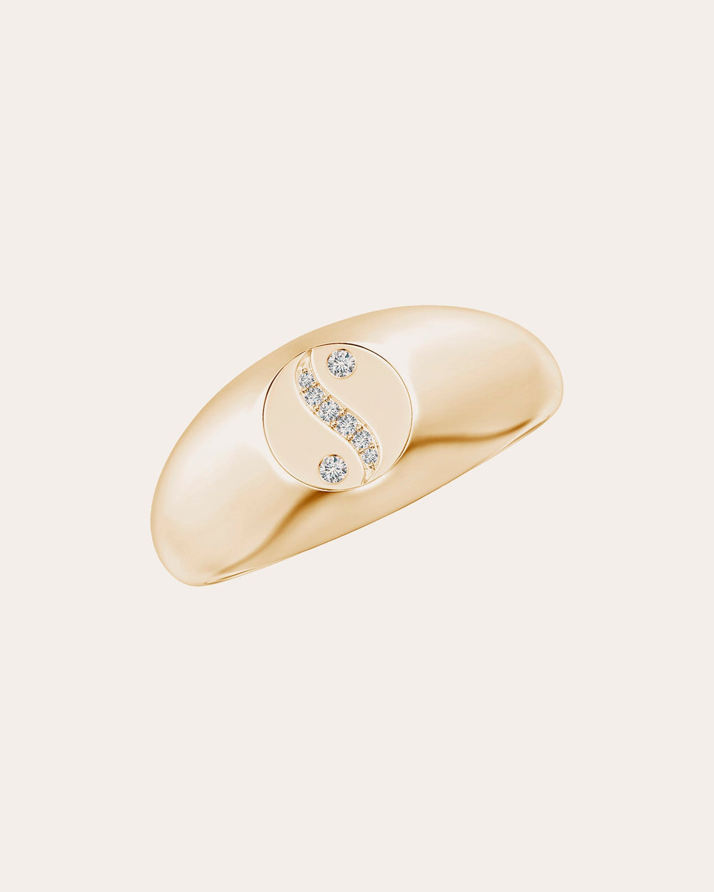 Shangri-La 14K Gold Diamond Yin-Yang Signet Ring
