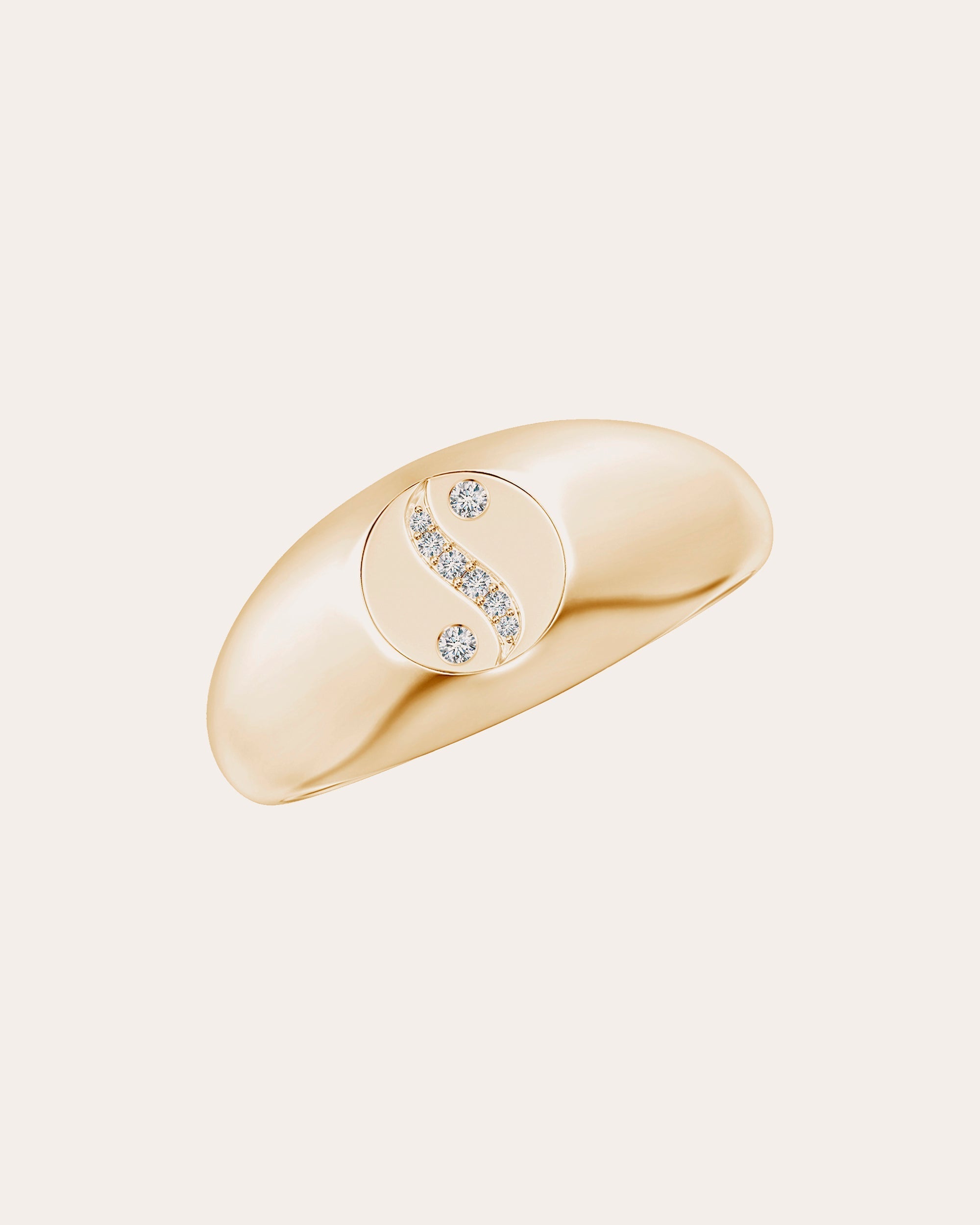 Shangri-La 14K Gold Diamond Yin-Yang Signet Ring