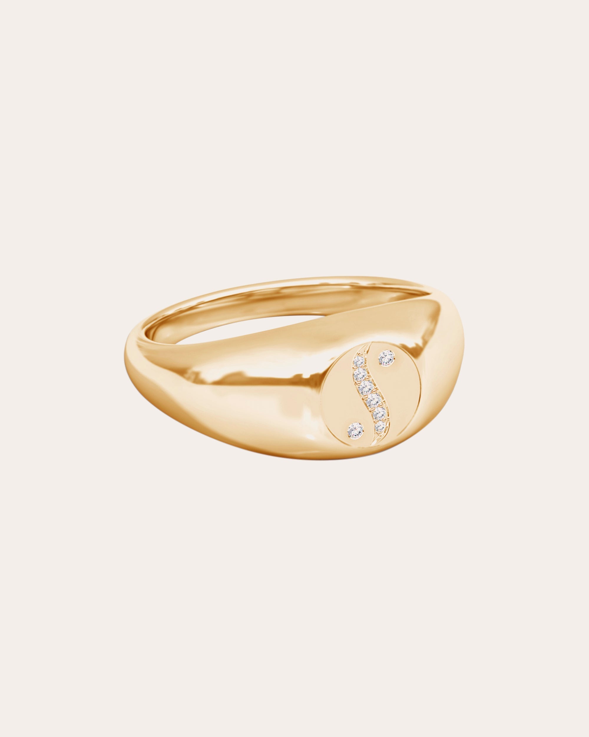 Shangri-La 14K Gold Diamond Yin-Yang Signet Ring