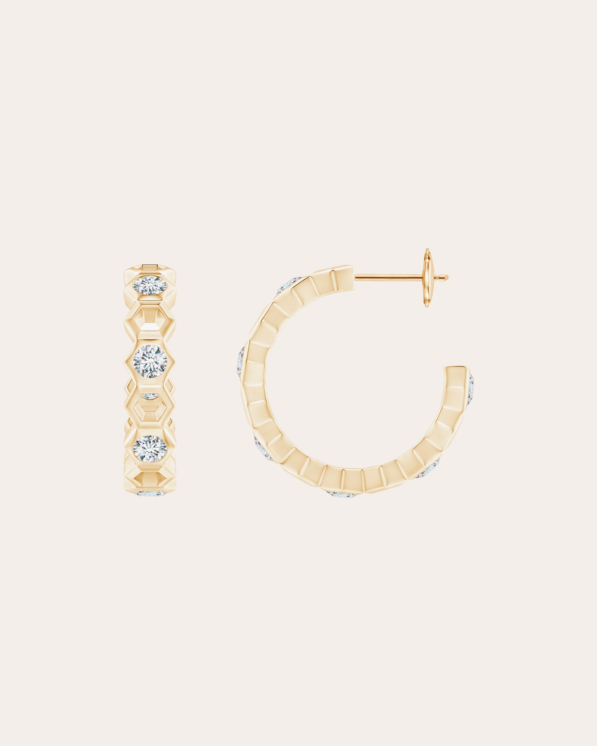 14K Gold Diamond Small Hoop Earrings