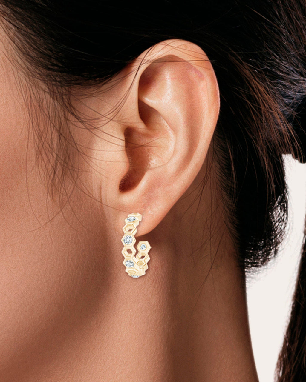 14K Gold Diamond Small Hoop Earrings