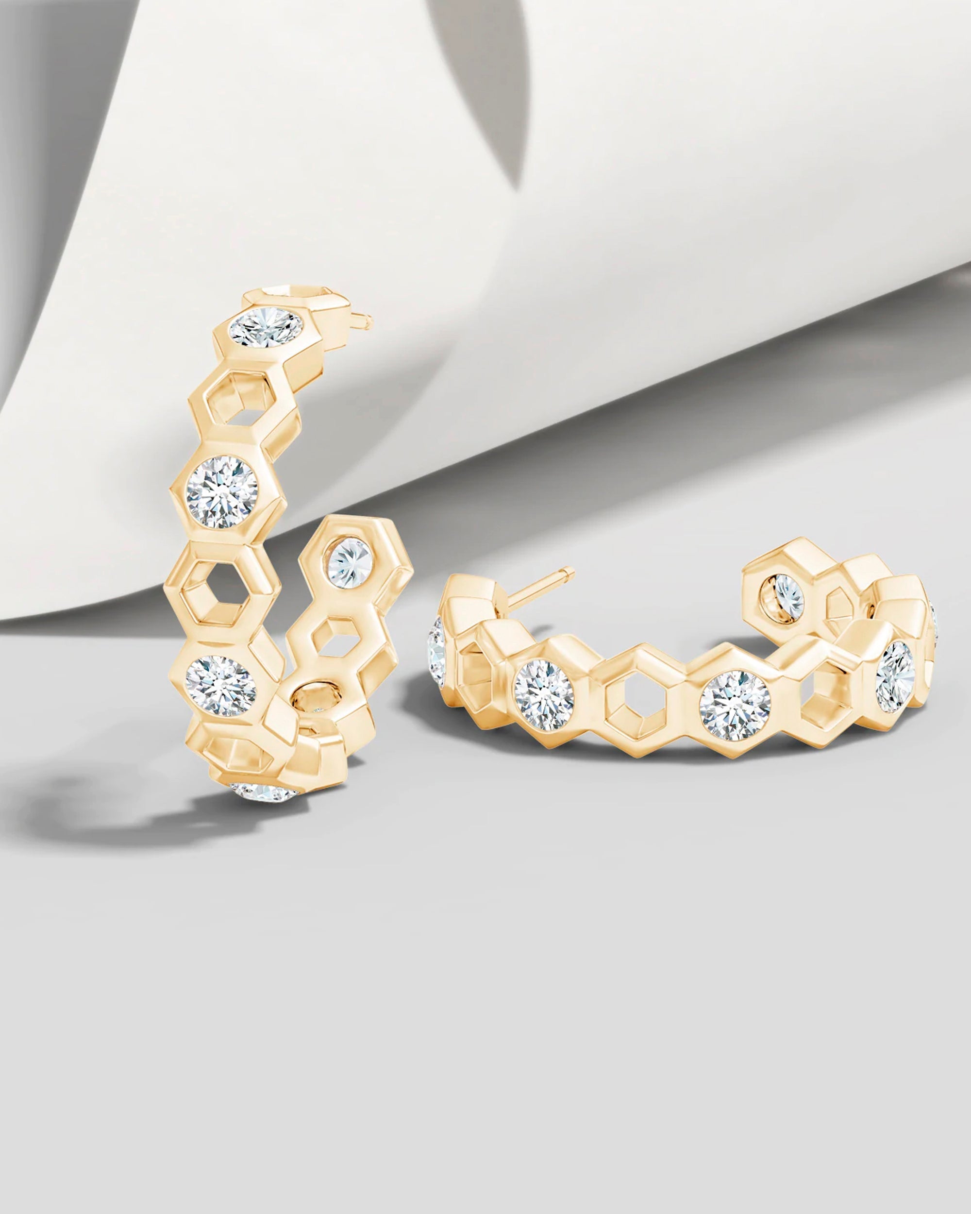 14K Gold Diamond Small Hoop Earrings