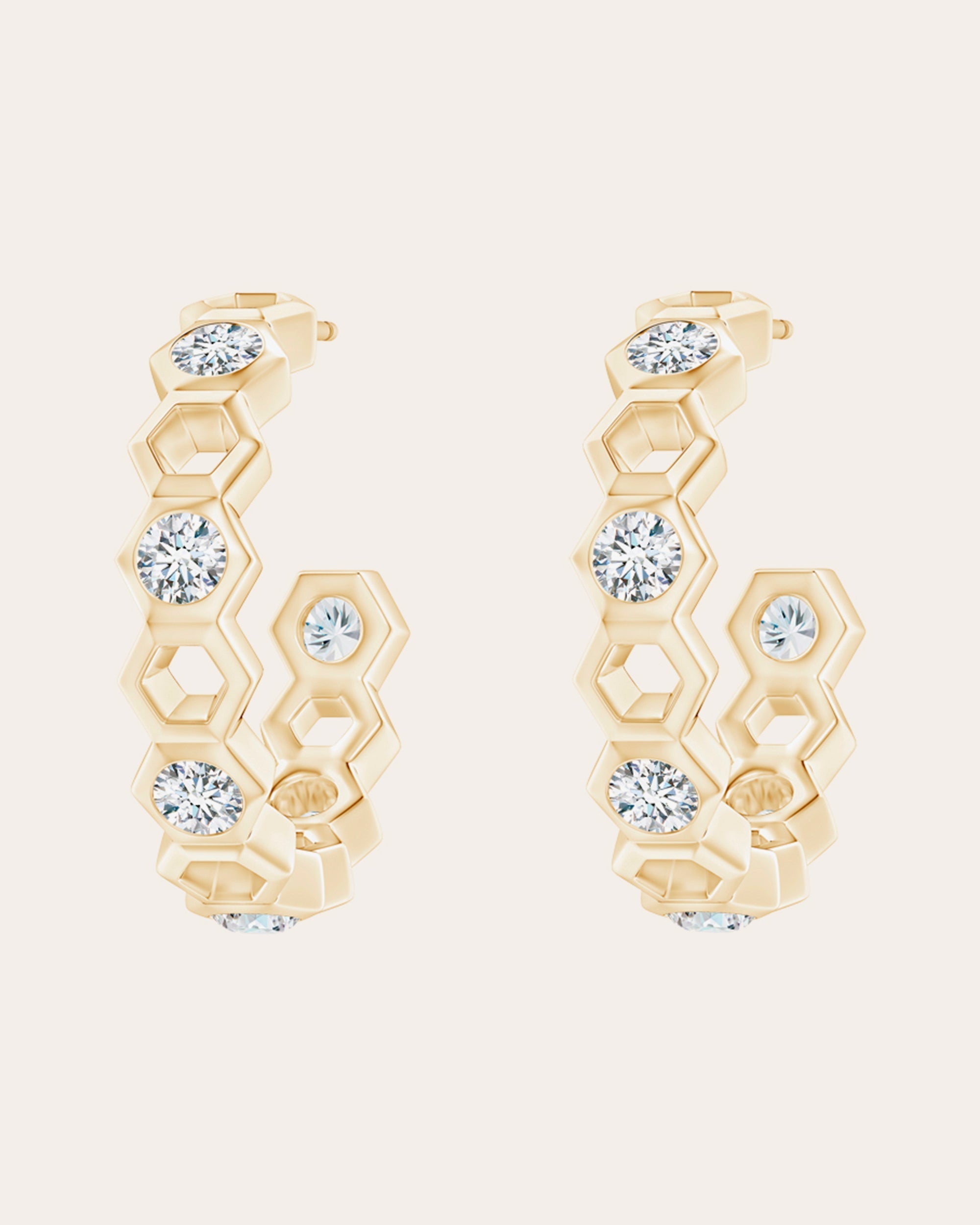 14K Gold Diamond Small Hoop Earrings