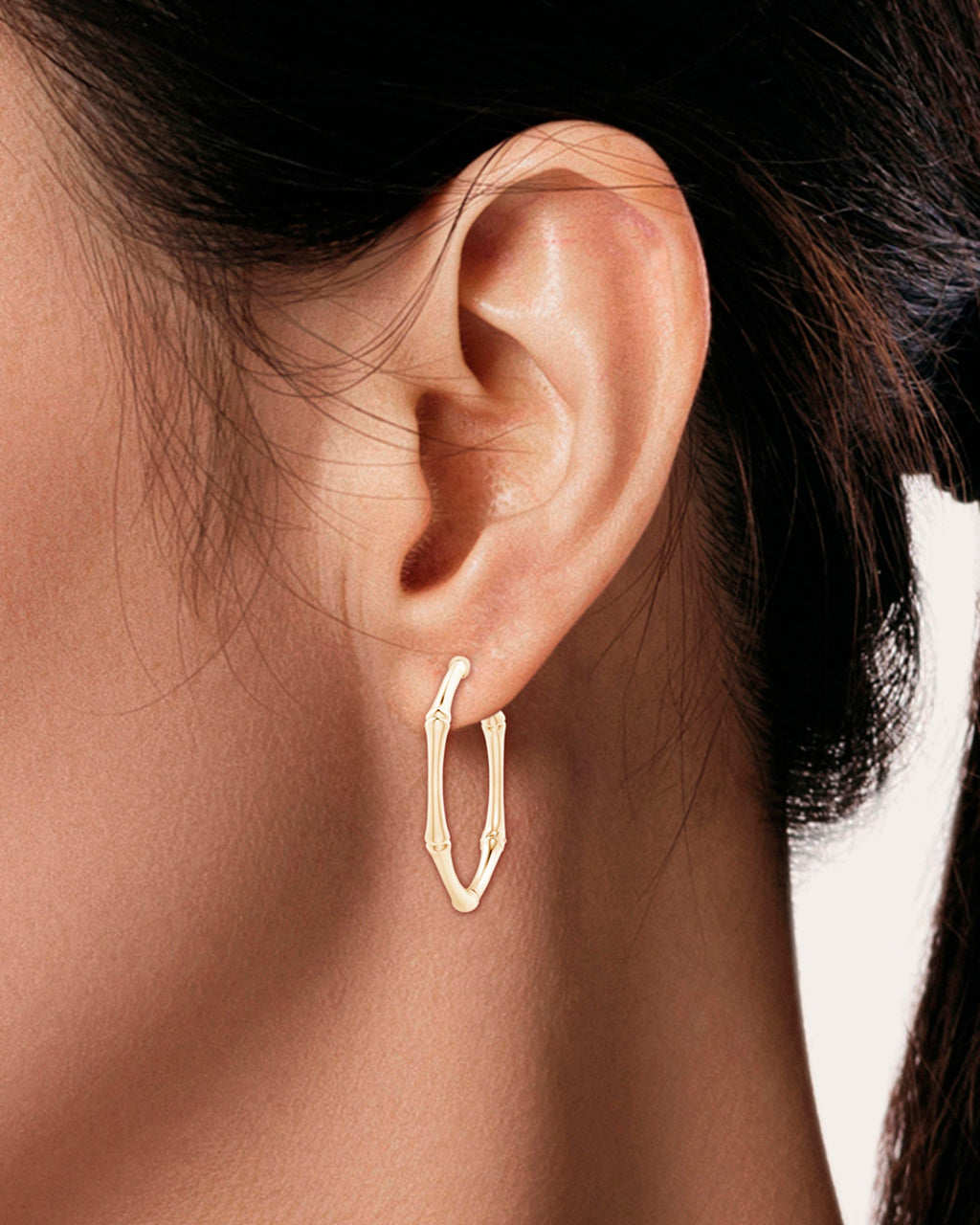 Small Indochine Bamboo 14K Gold Hoop Earrings