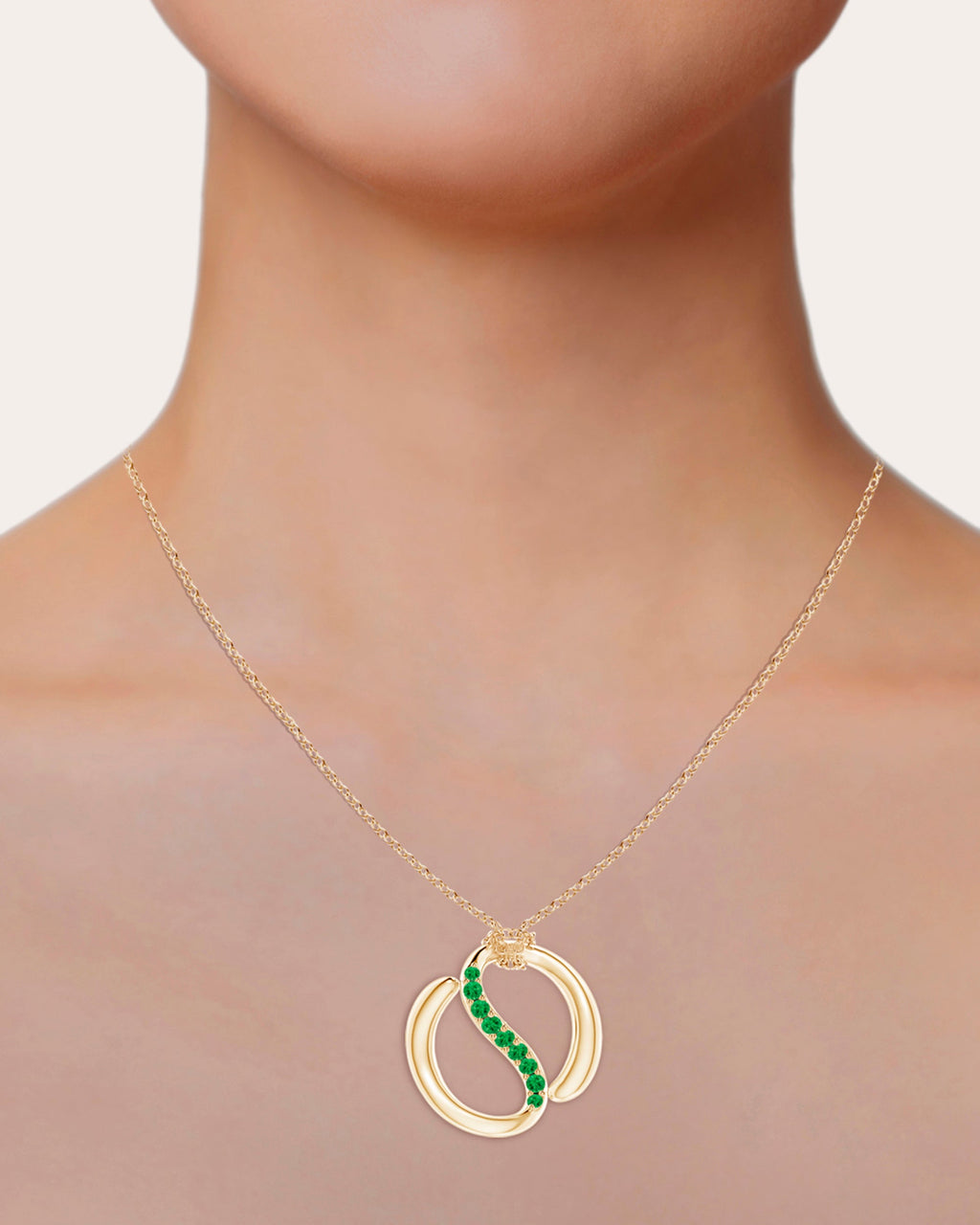 Shangri-La 14K Gold Tsavorite Yin-Yang Pendant Necklace