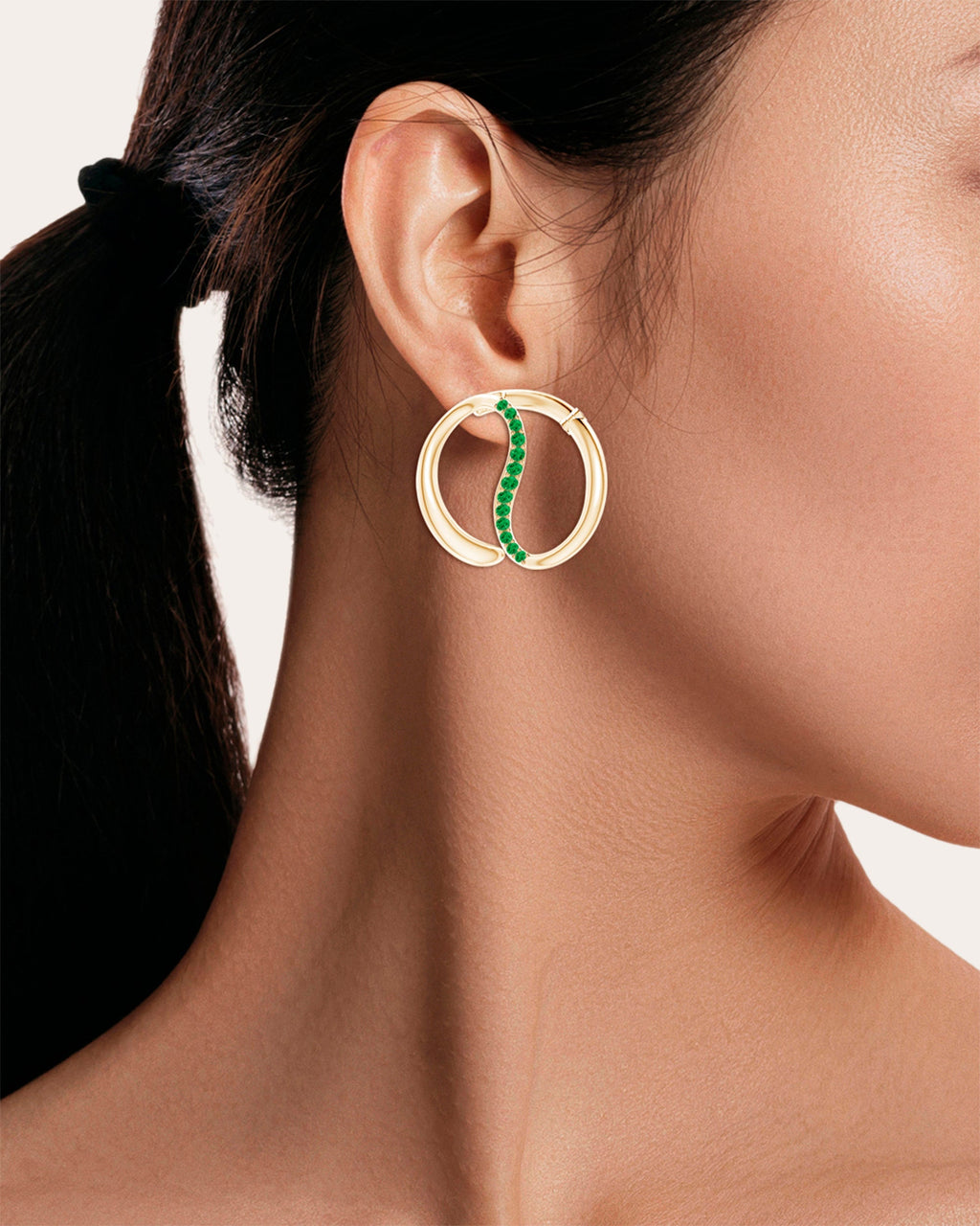 Shangri-La 14K Gold Tsavorite Yin-Yang Earrings