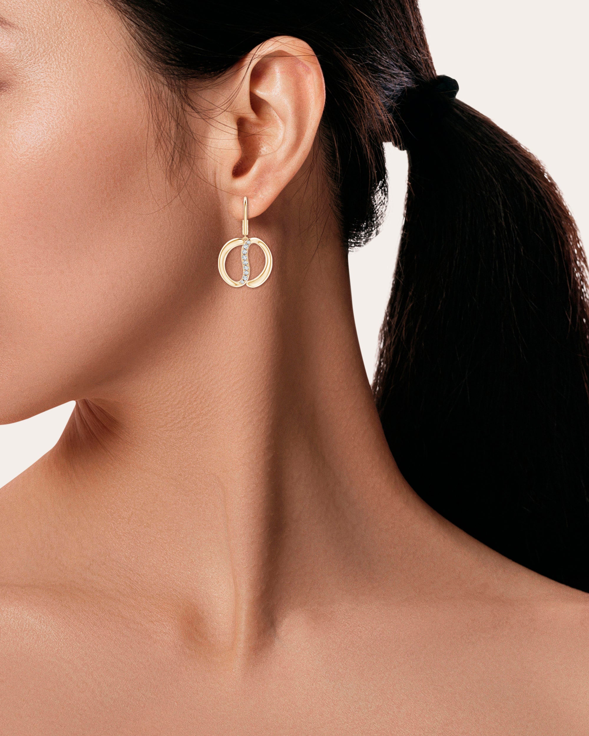 Shangri-La 14K Gold Diamond Yin-Yang Earrings