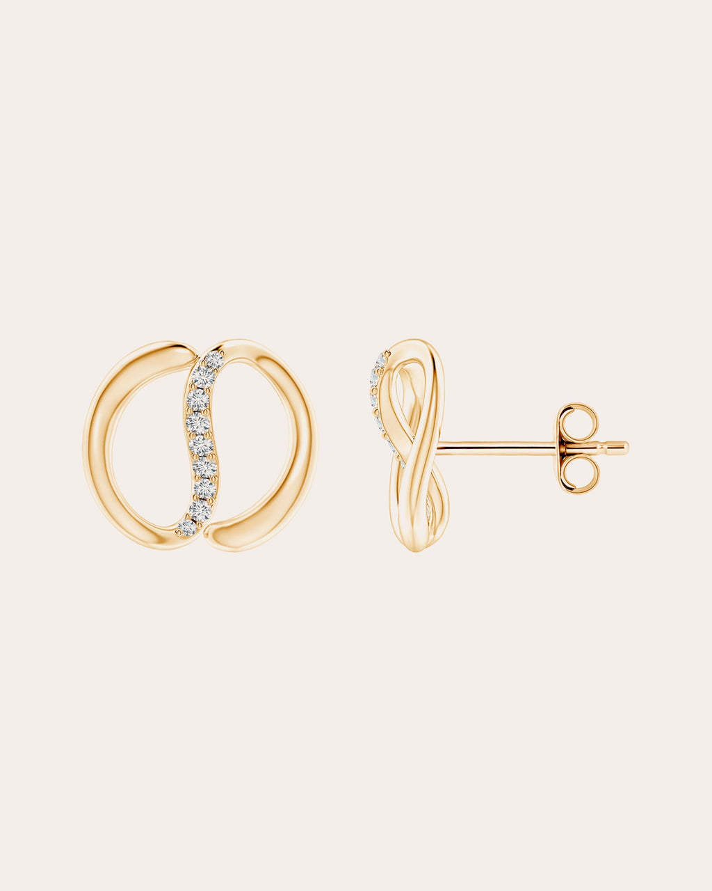 Shangri-La 14K Gold Diamond Yin-Yang Stud Earrings