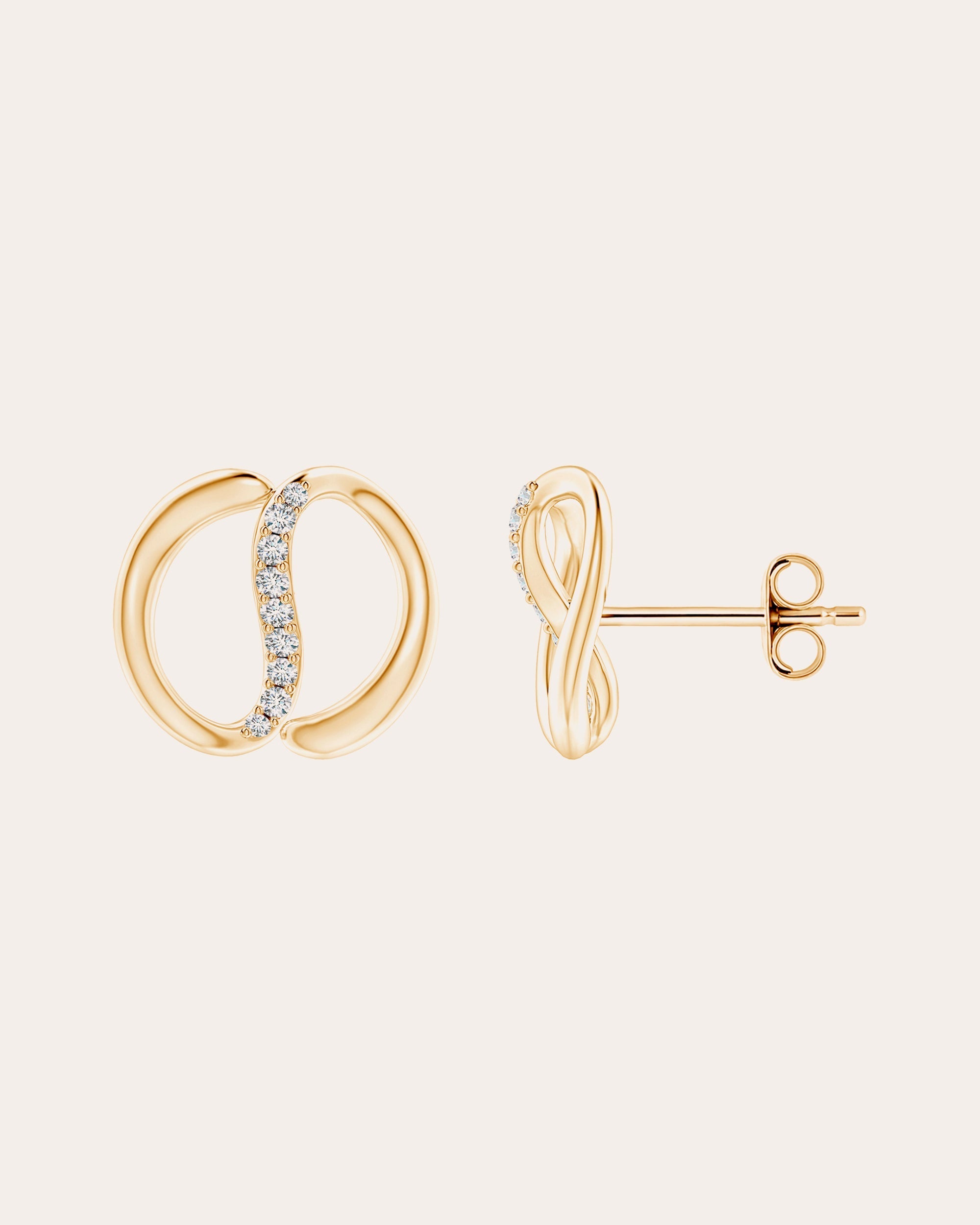 Shangri-La 14K Gold Diamond Yin-Yang Stud Earrings