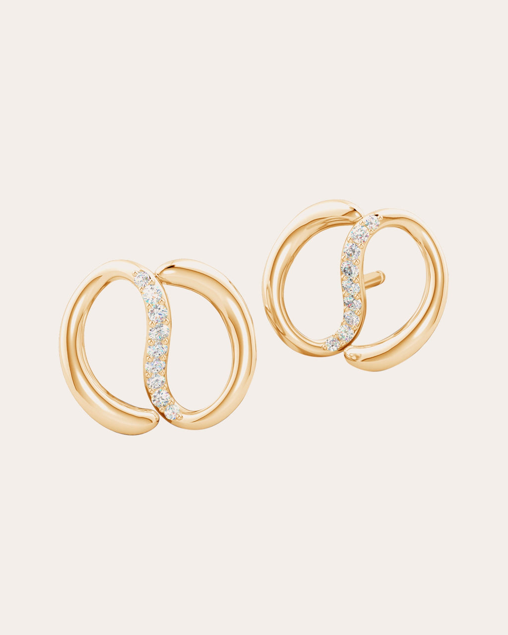 Shangri-La 14K Gold Diamond Yin-Yang Stud Earrings