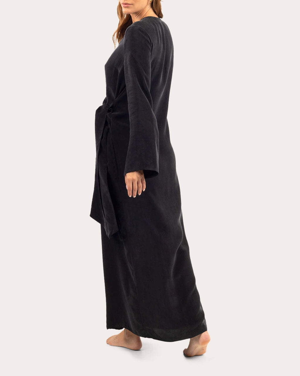 Hera Washed Satin Maxi Wrap Dress