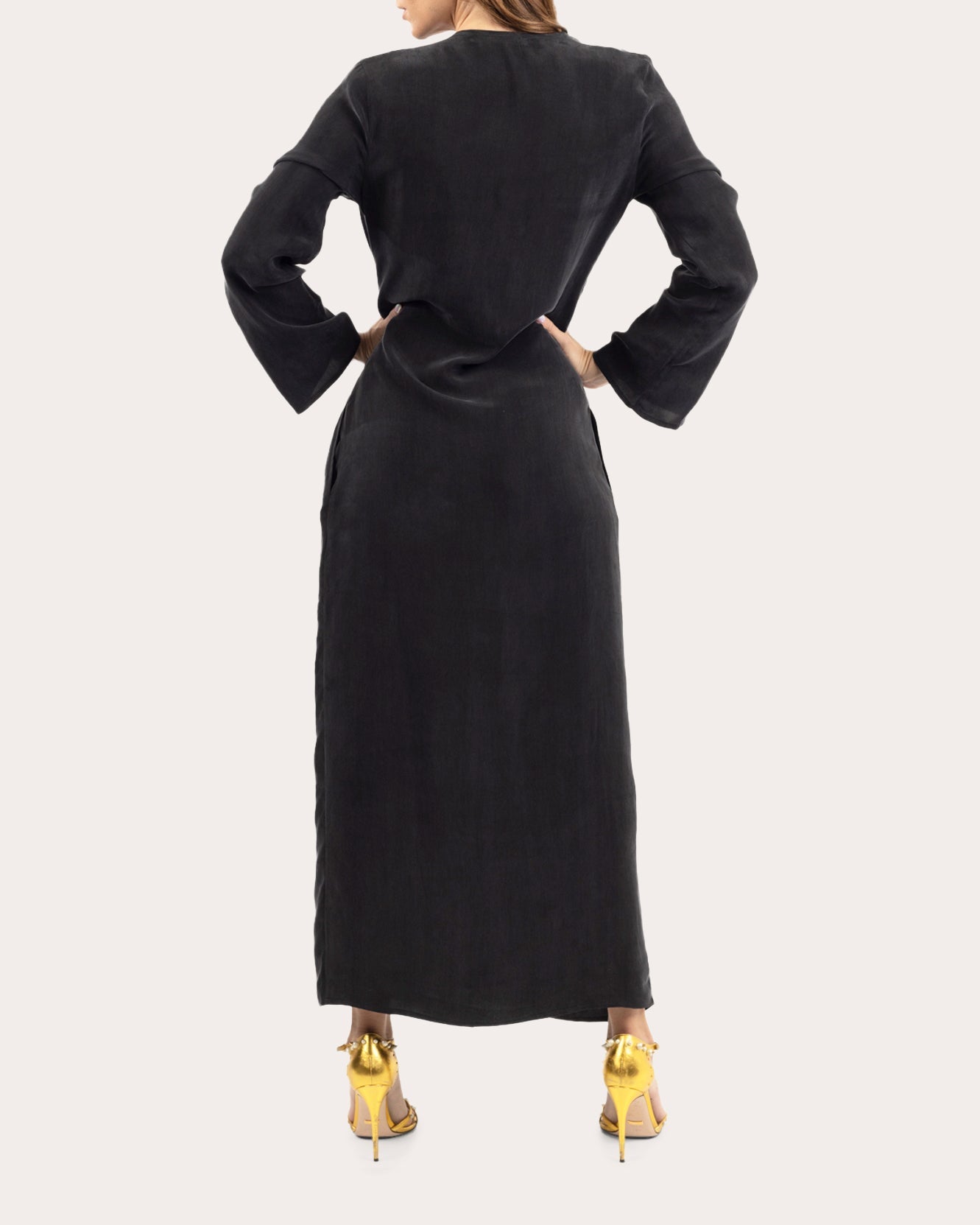 Hera Washed Satin Maxi Wrap Dress