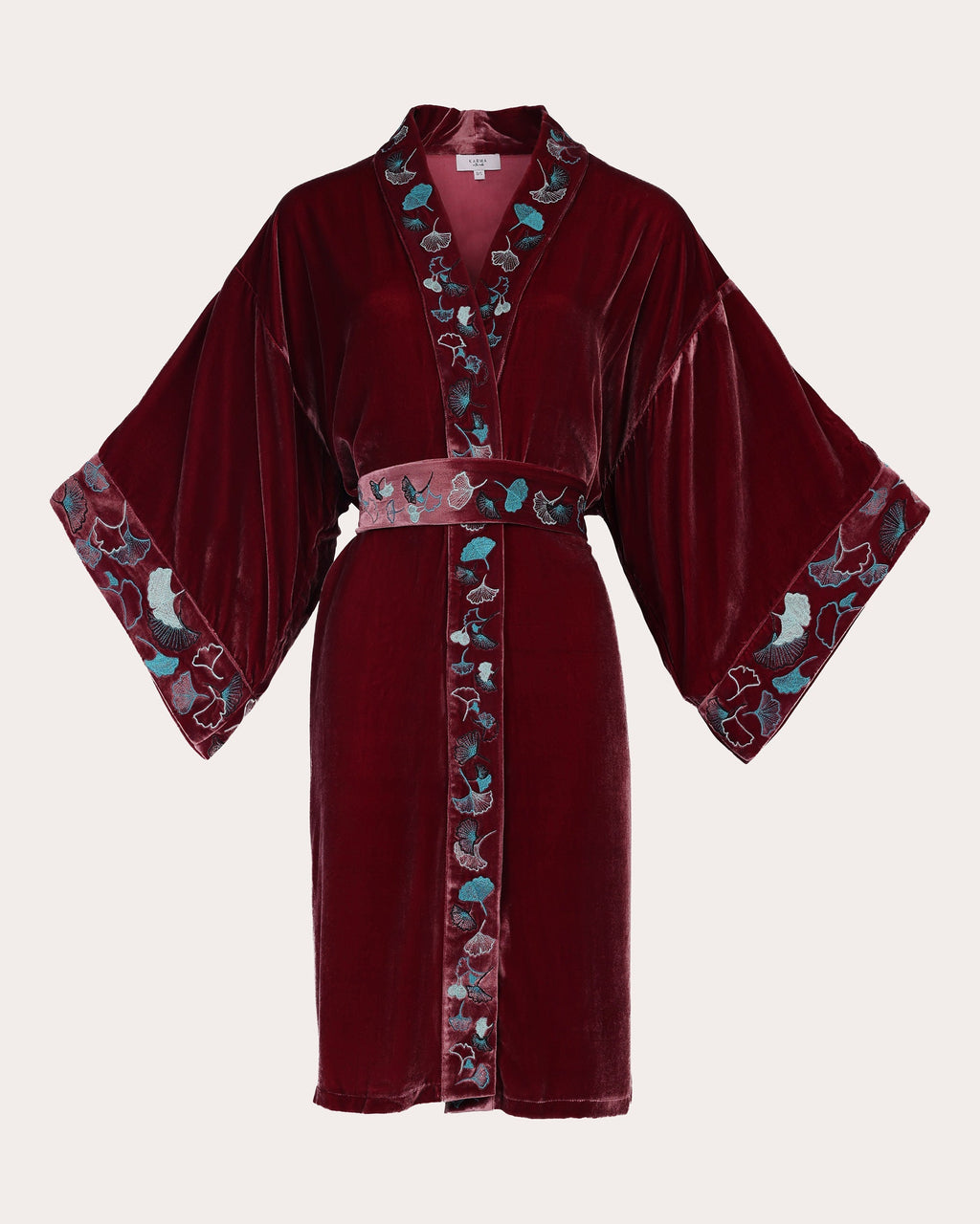 Nikko Embroidered Velvet Short Kimono