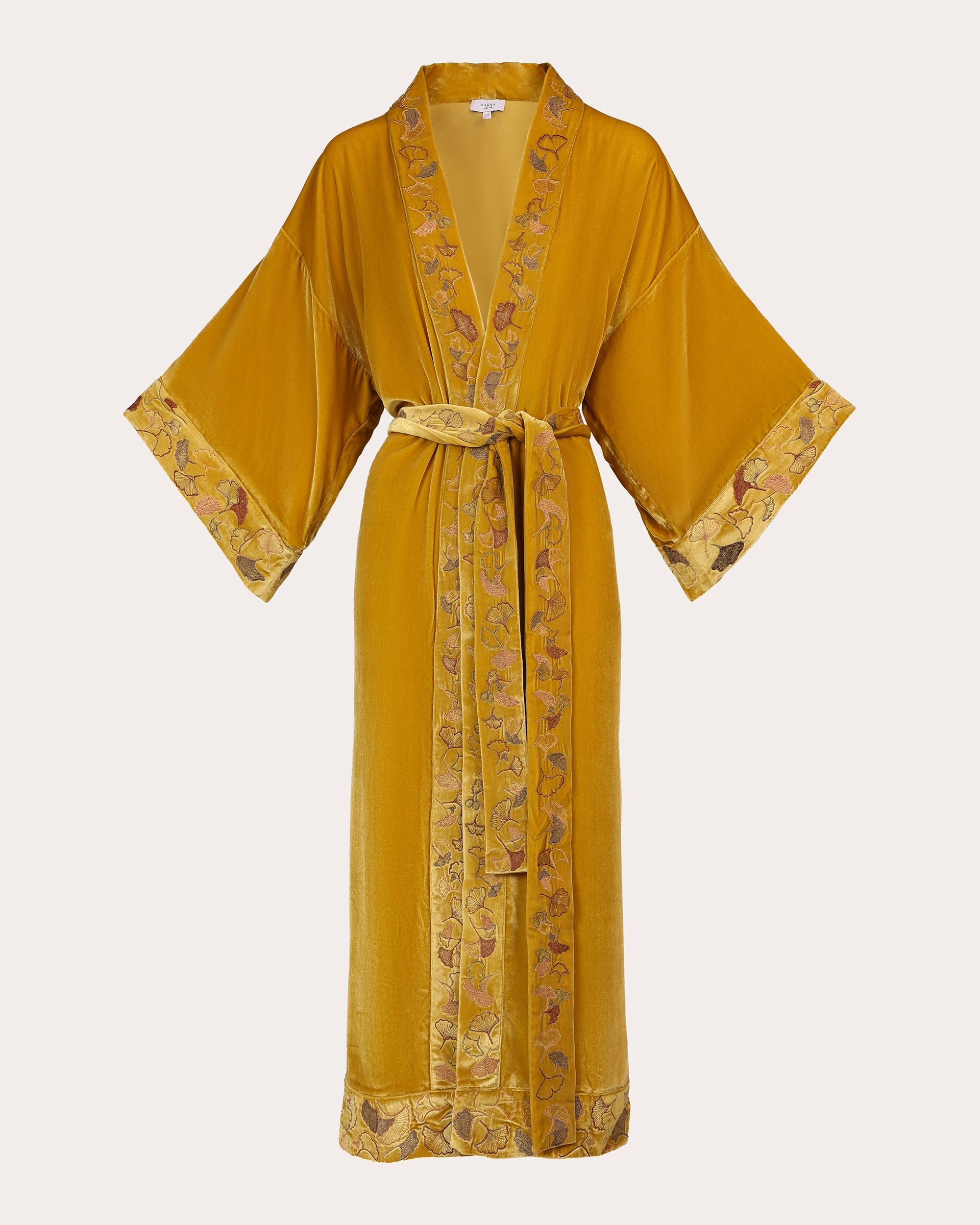 Nikko Long Embroidered Velvet Kimono