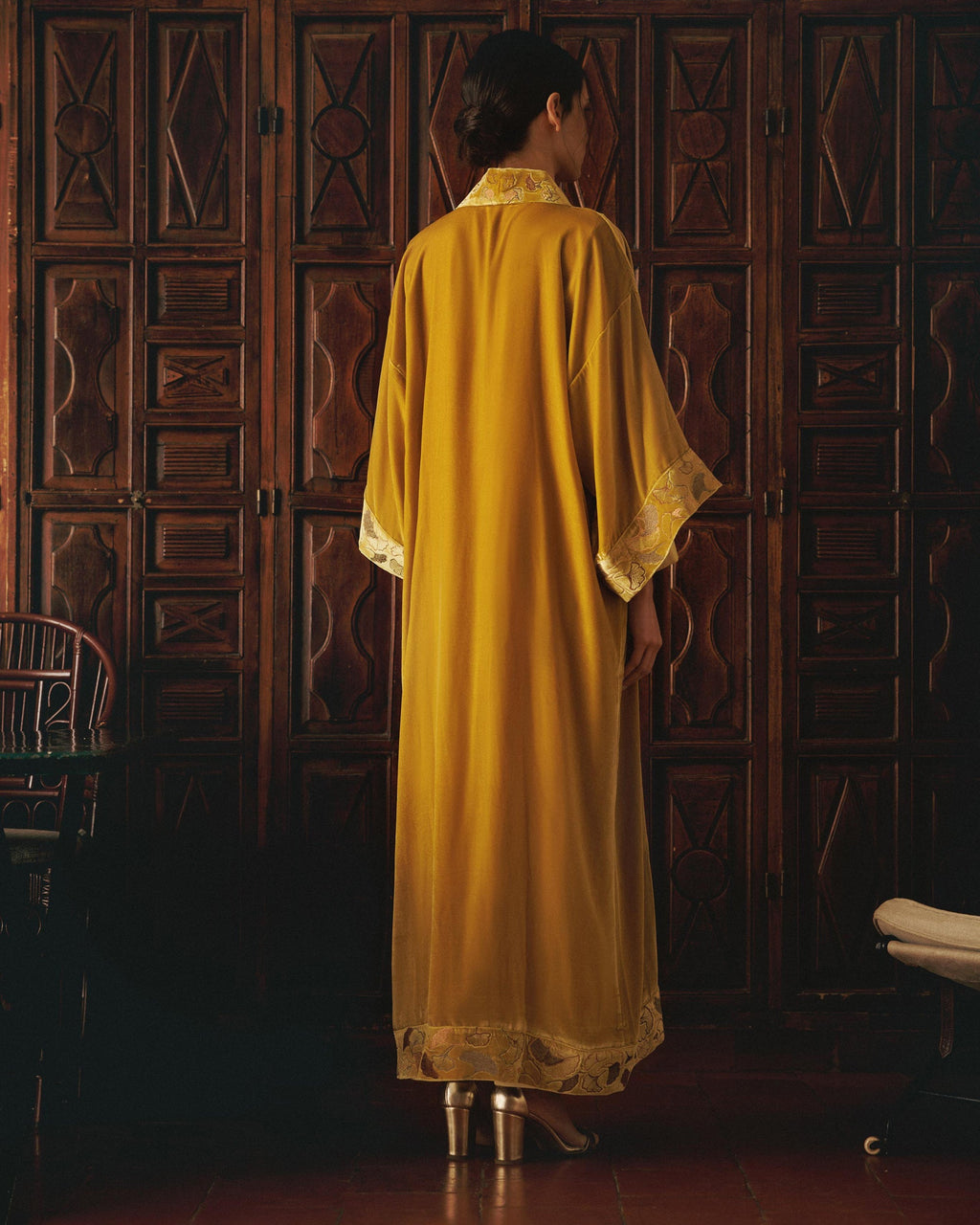 Nikko Long Embroidered Velvet Kimono