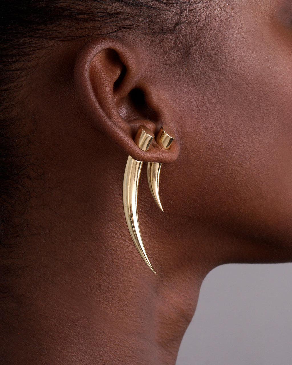 Large Tooth 18K Gold Single Earring