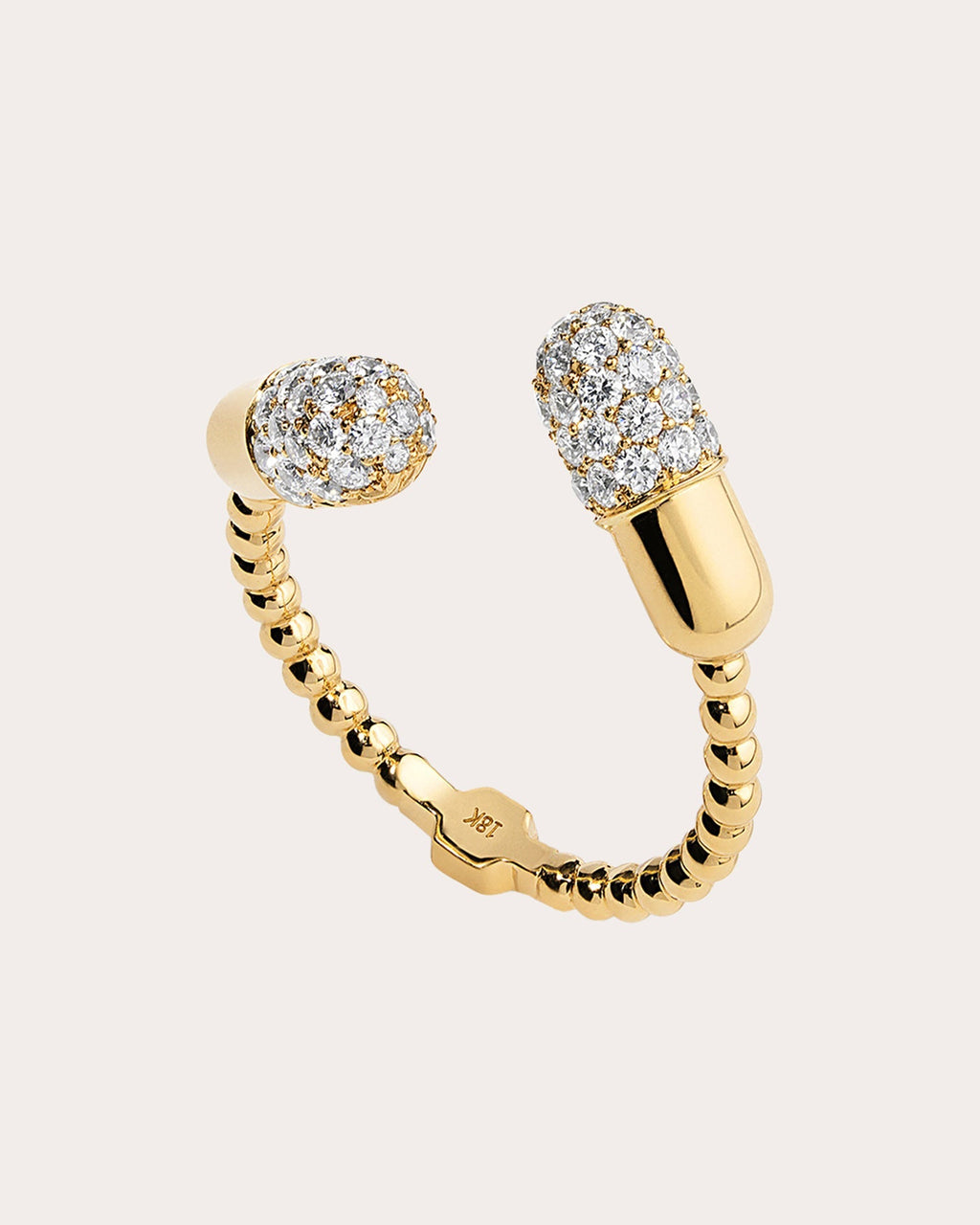 Double Pill 18K Gold Diamond Pavé Ring