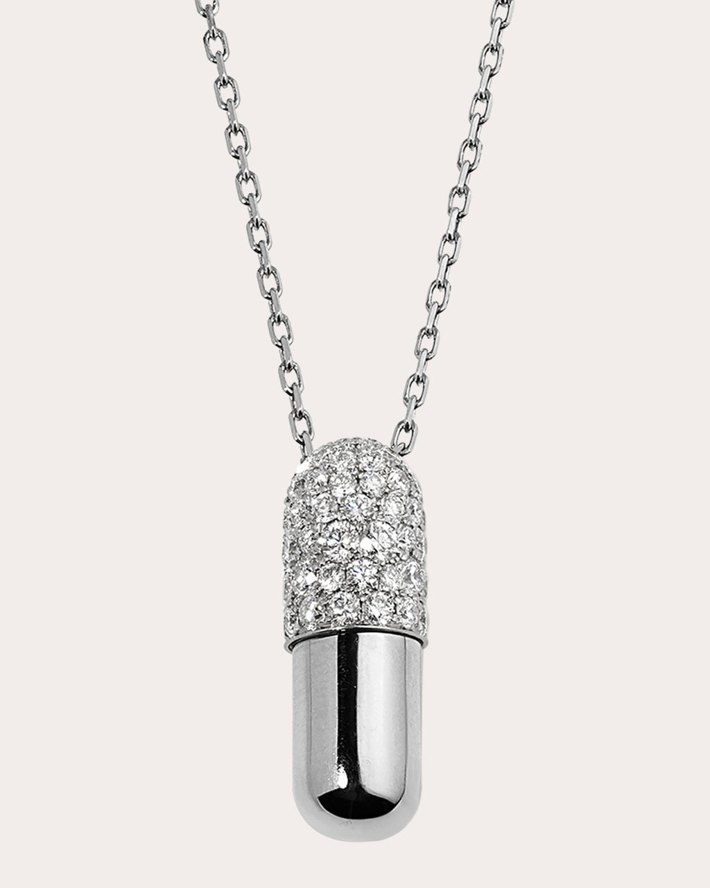 Large Pill 18K Gold Diamond Pavé Pendant Necklace