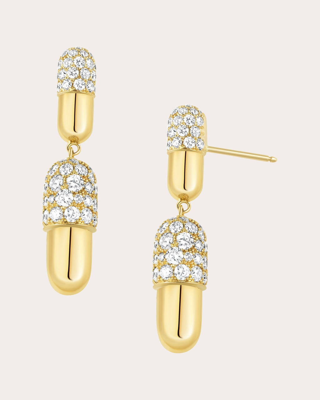Pill 18K Gold Diamond Pavé Earrings
