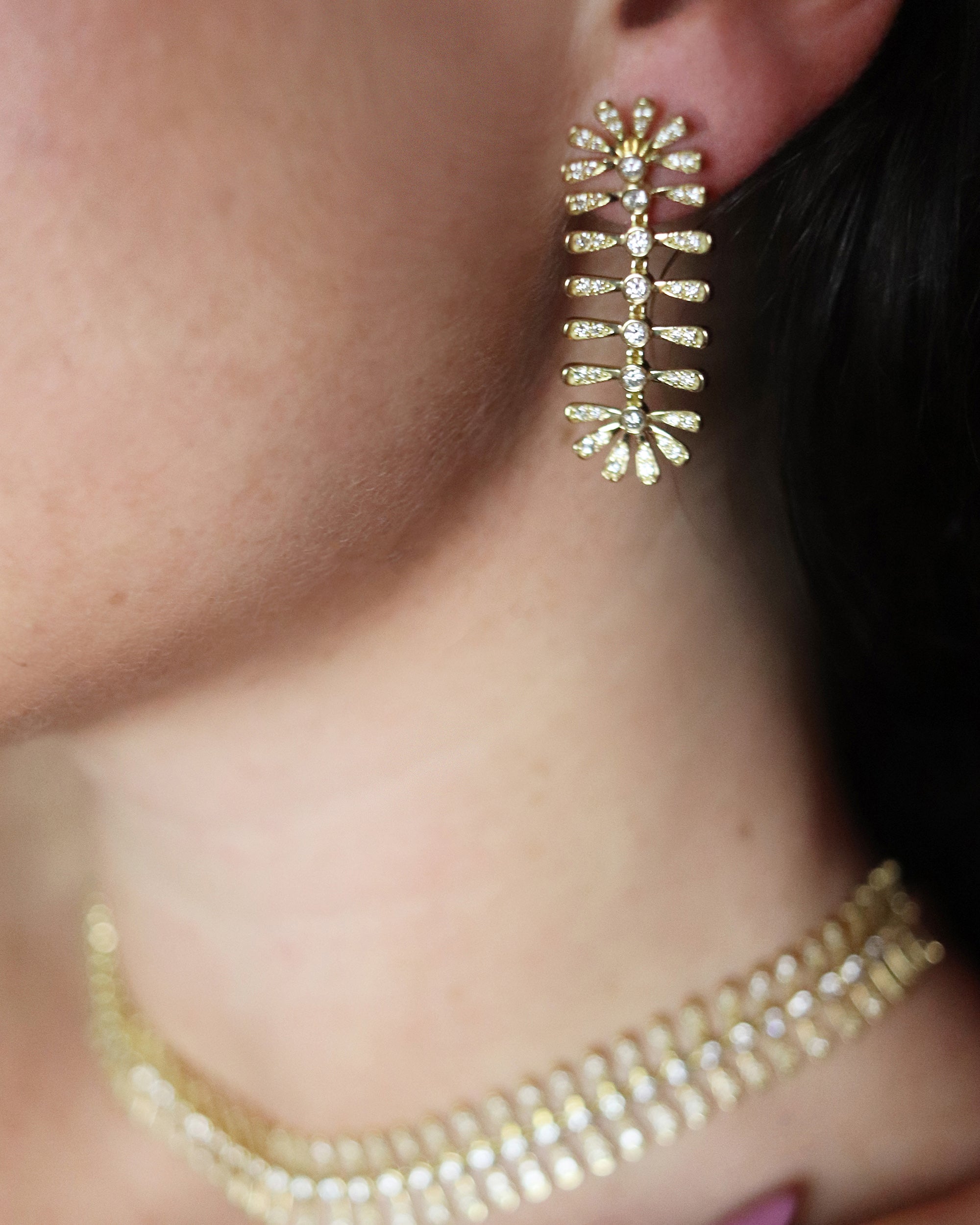 Metropolis 18K Gold Diamond Earrings