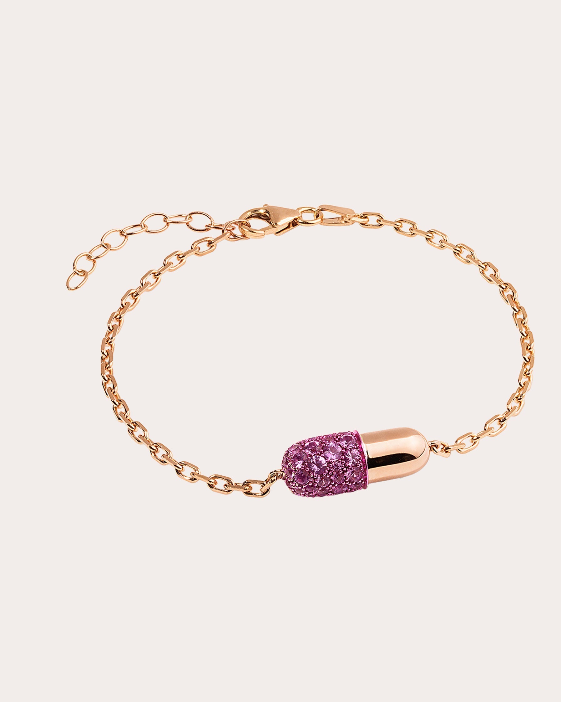 Medium Pill 18K Gold Pink Sapphire Pavé Bracelet